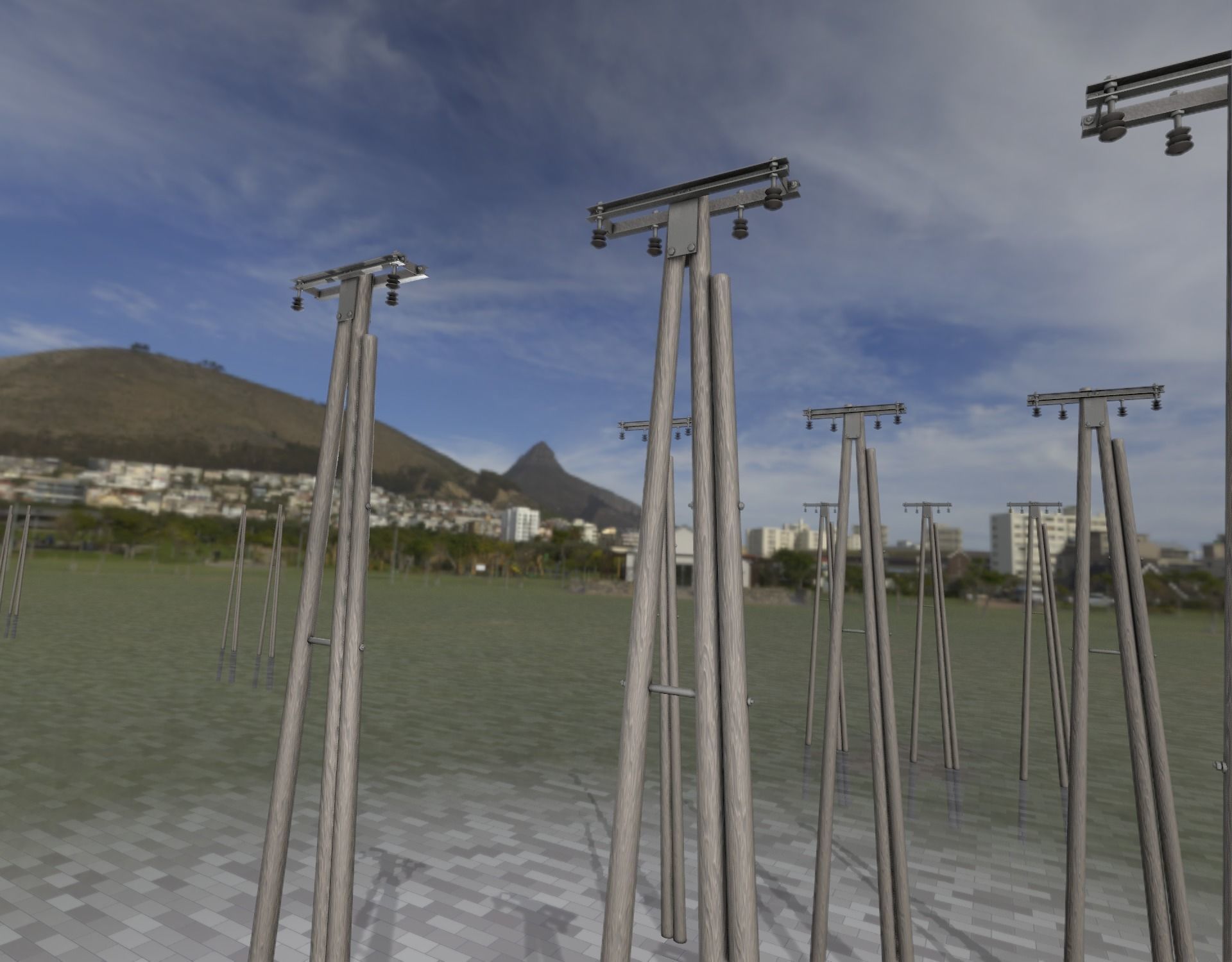 Wooden Electricity Pole without Ladder - Object 042 Low-poly 3D model_11