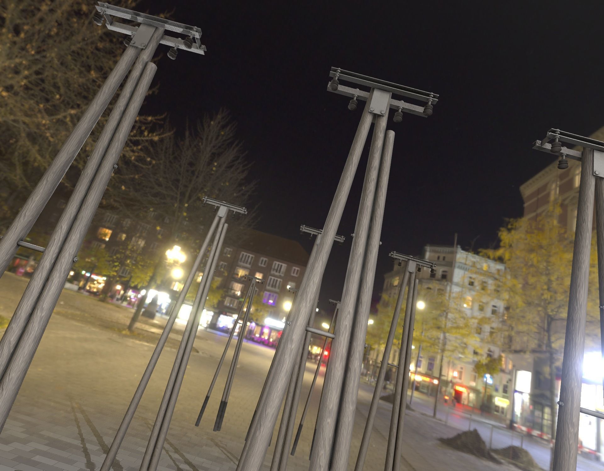 Wooden Electricity Pole without Ladder - Object 042 Low-poly 3D model_14