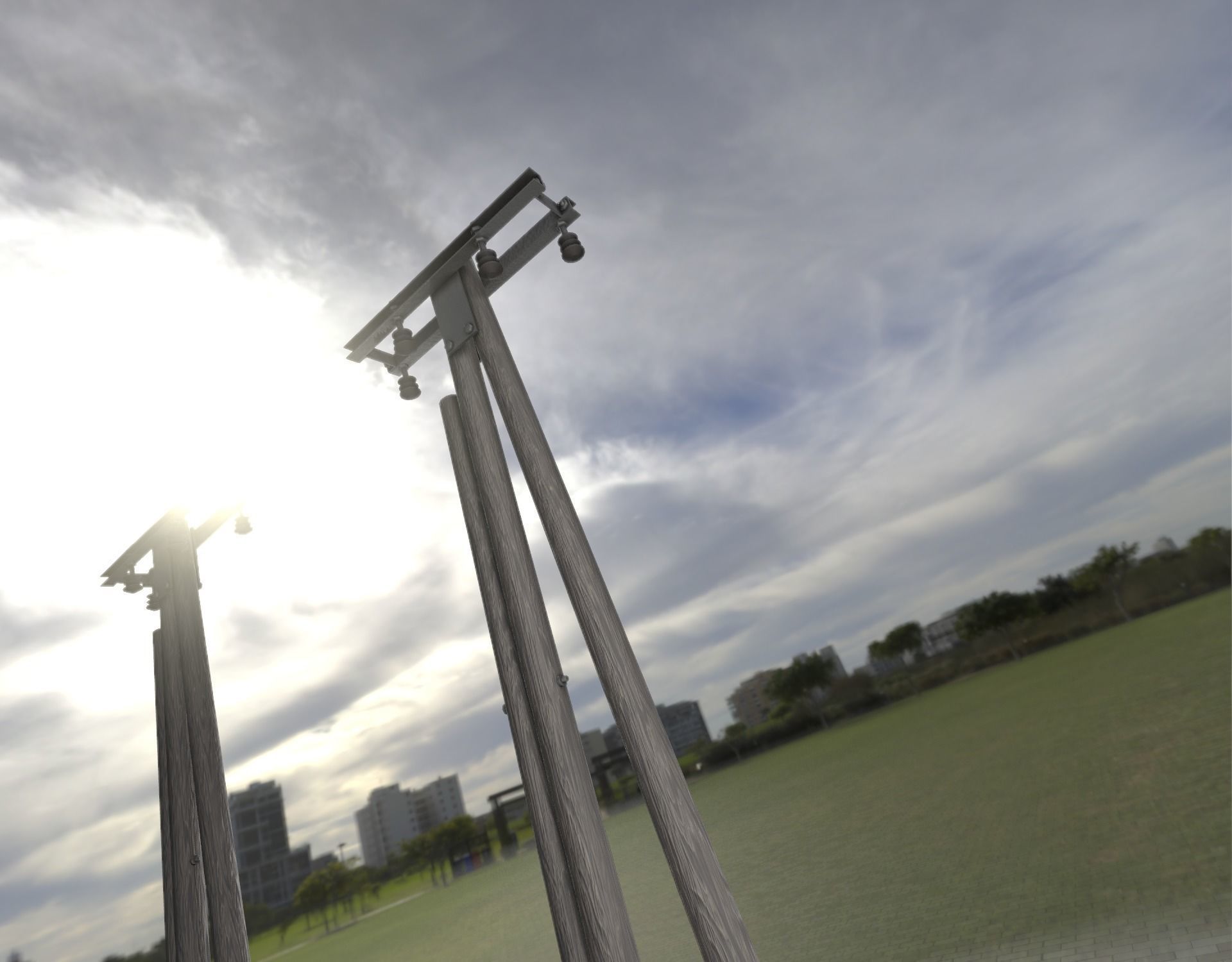 Wooden Electricity Pole without Ladder - Object 042 Low-poly 3D model_48