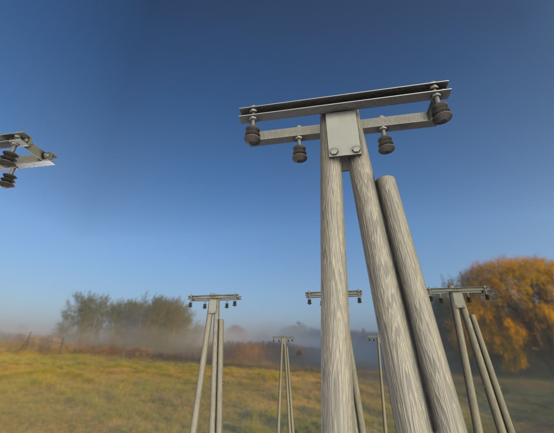 Wooden Electricity Pole without Ladder - Object 042 Low-poly 3D model_8