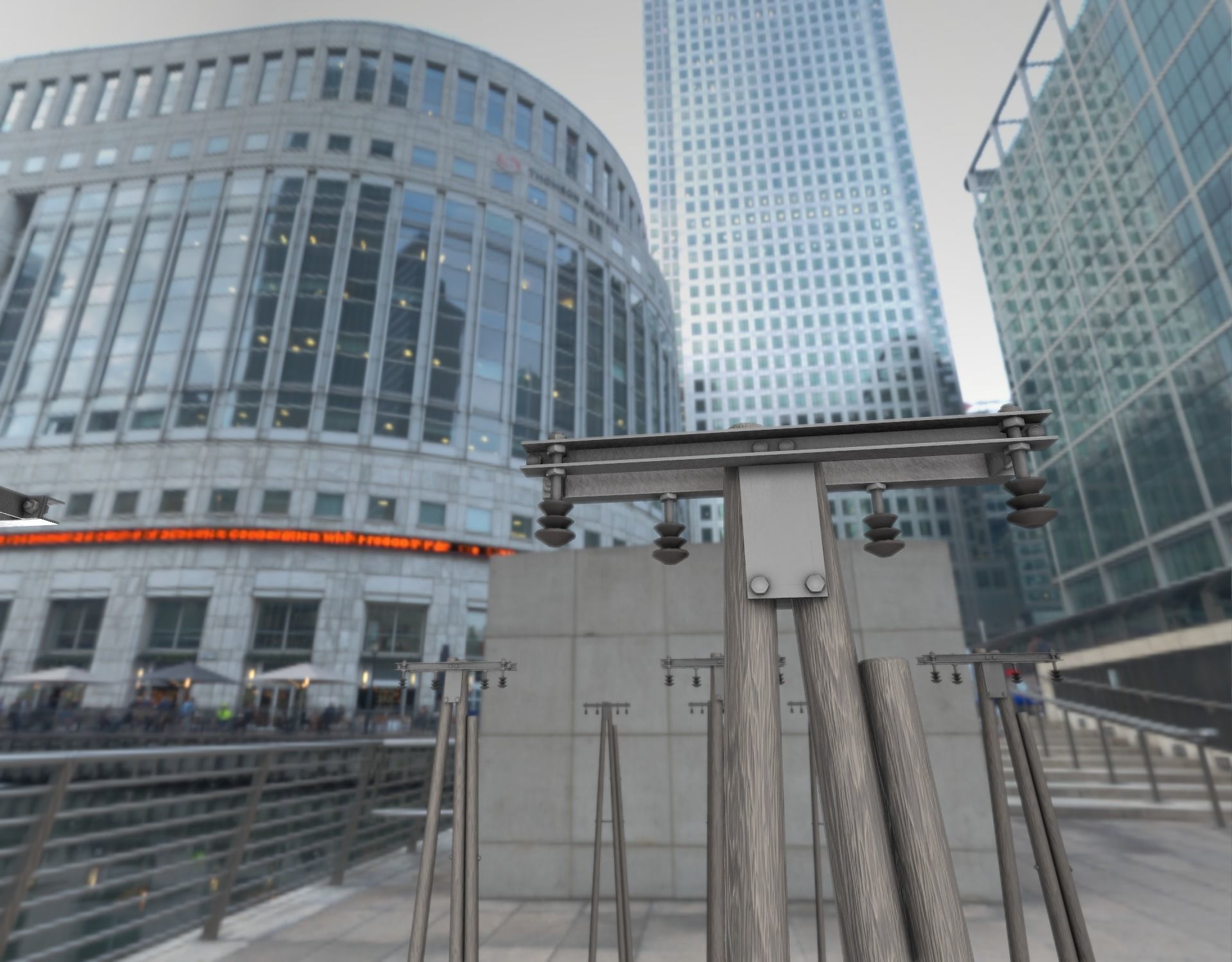 Wooden Electricity Pole without Ladder - Object 042 Low-poly 3D model_7