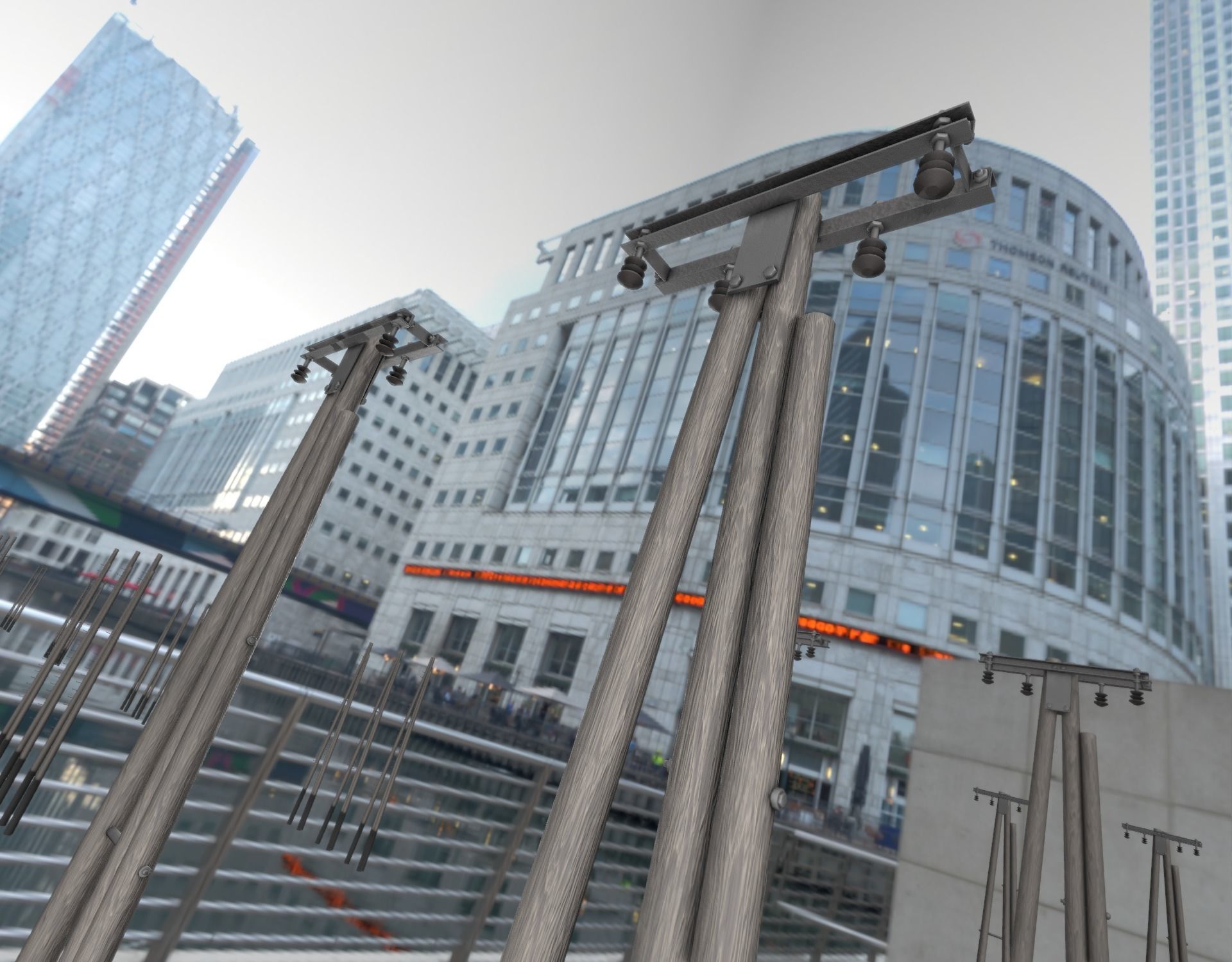 Wooden Electricity Pole without Ladder - Object 042 Low-poly 3D model_19