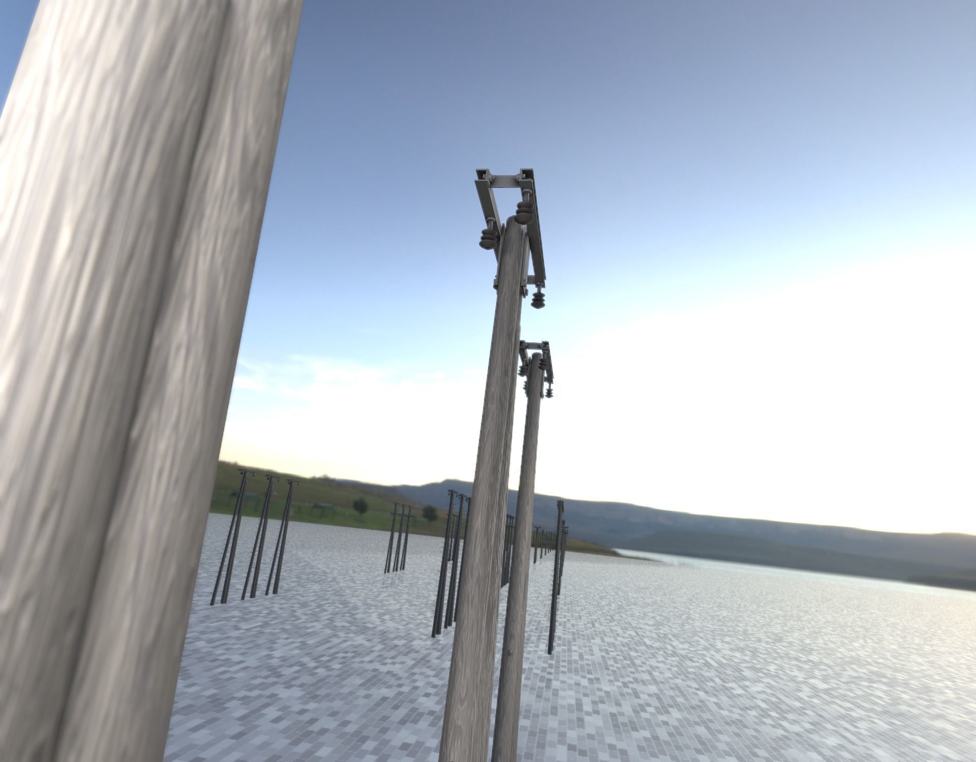 Wooden Electricity Pole without Ladder - Object 042 Low-poly 3D model_47