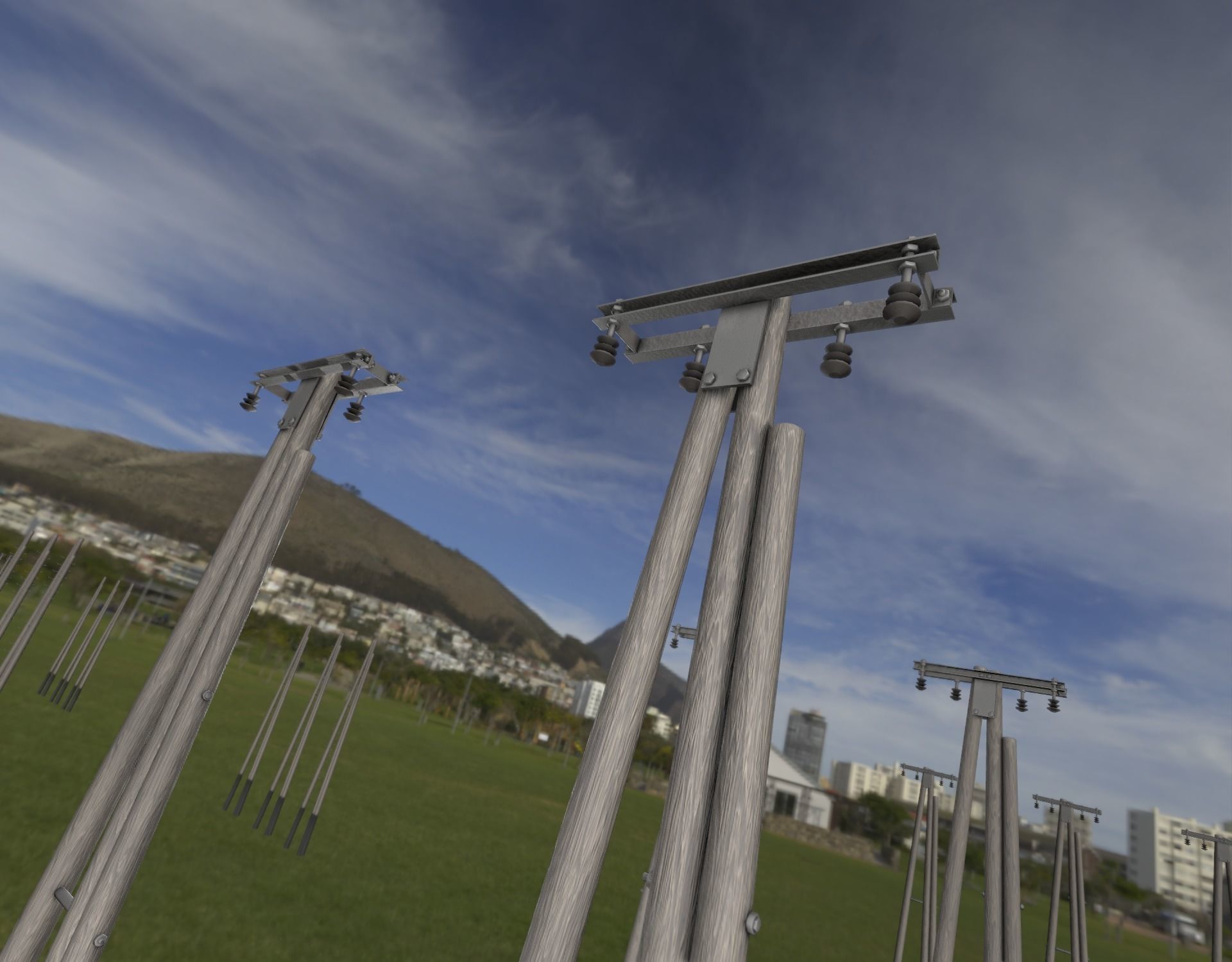 Wooden Electricity Pole without Ladder - Object 042 Low-poly 3D model_18