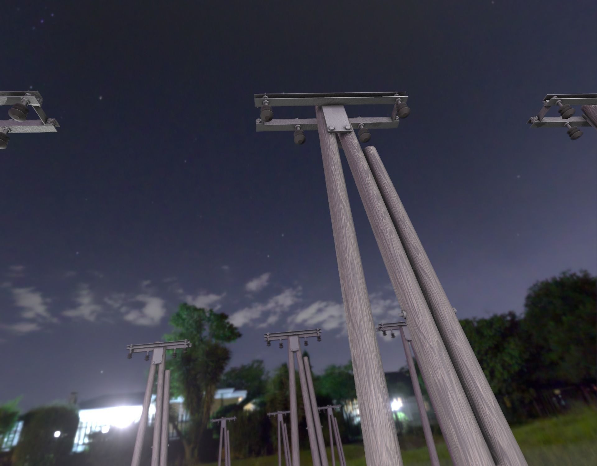 Wooden Electricity Pole without Ladder - Object 042 Low-poly 3D model_44