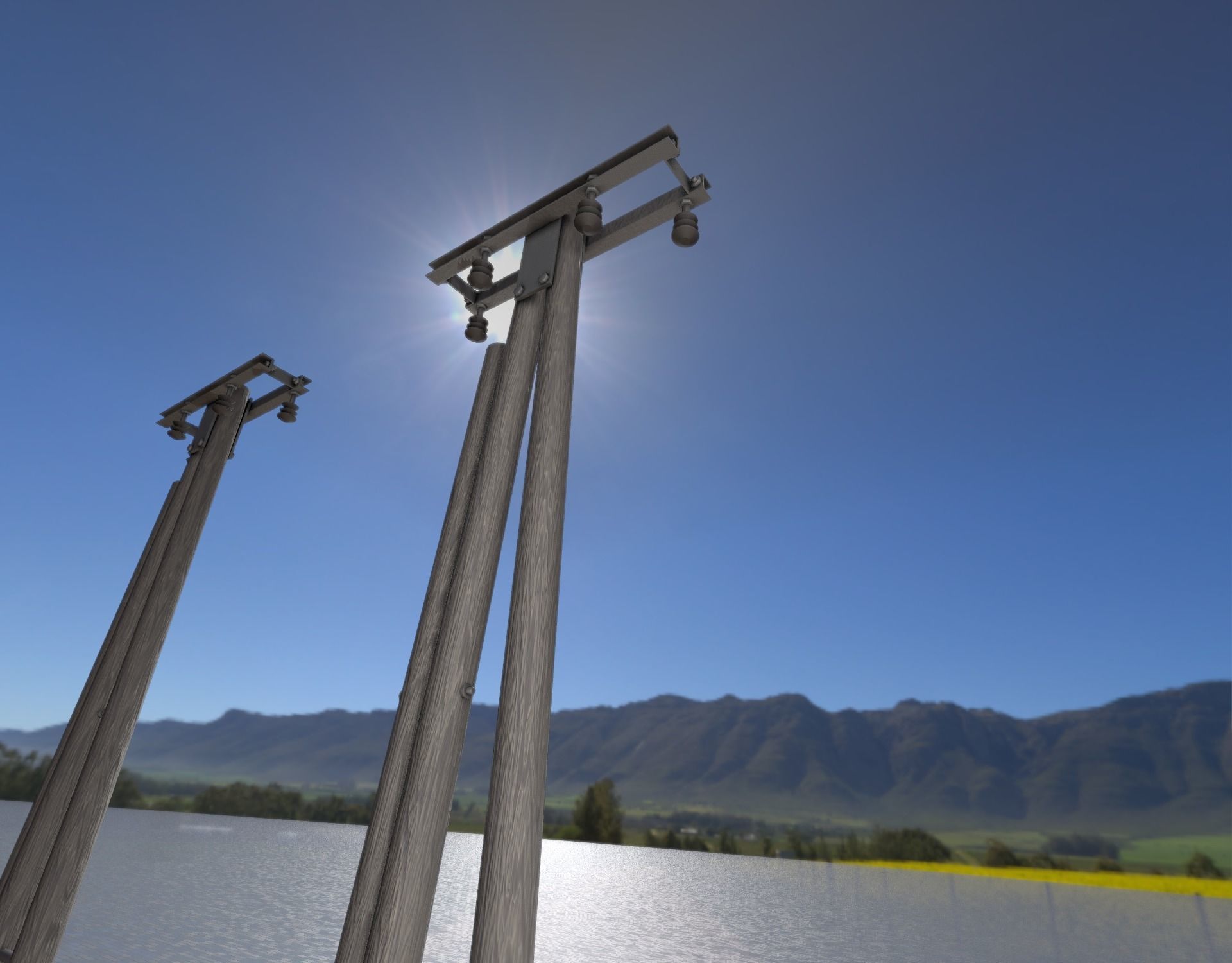 Wooden Electricity Pole without Ladder - Object 042 Low-poly 3D model_49