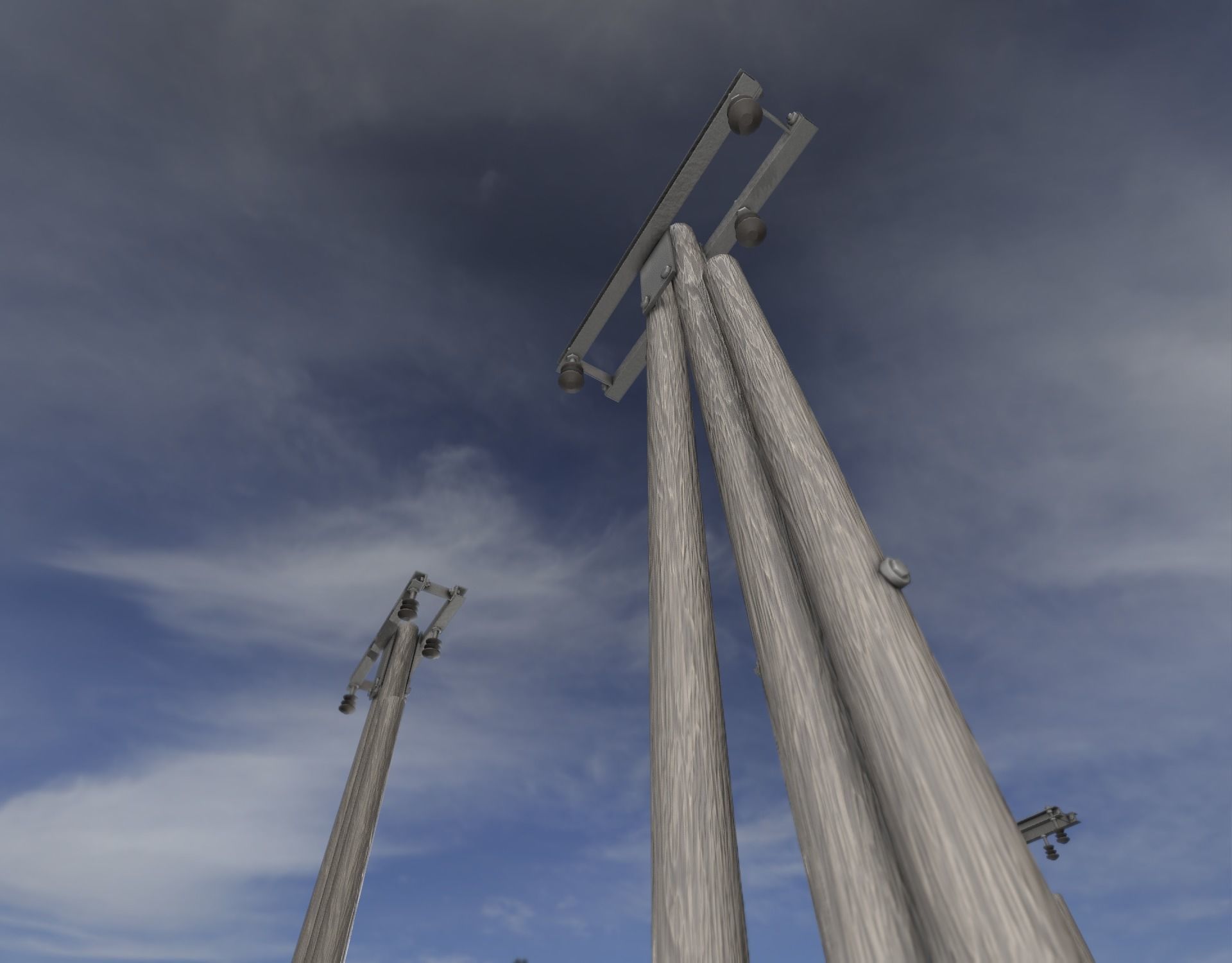 Wooden Electricity Pole without Ladder - Object 042 Low-poly 3D model_46