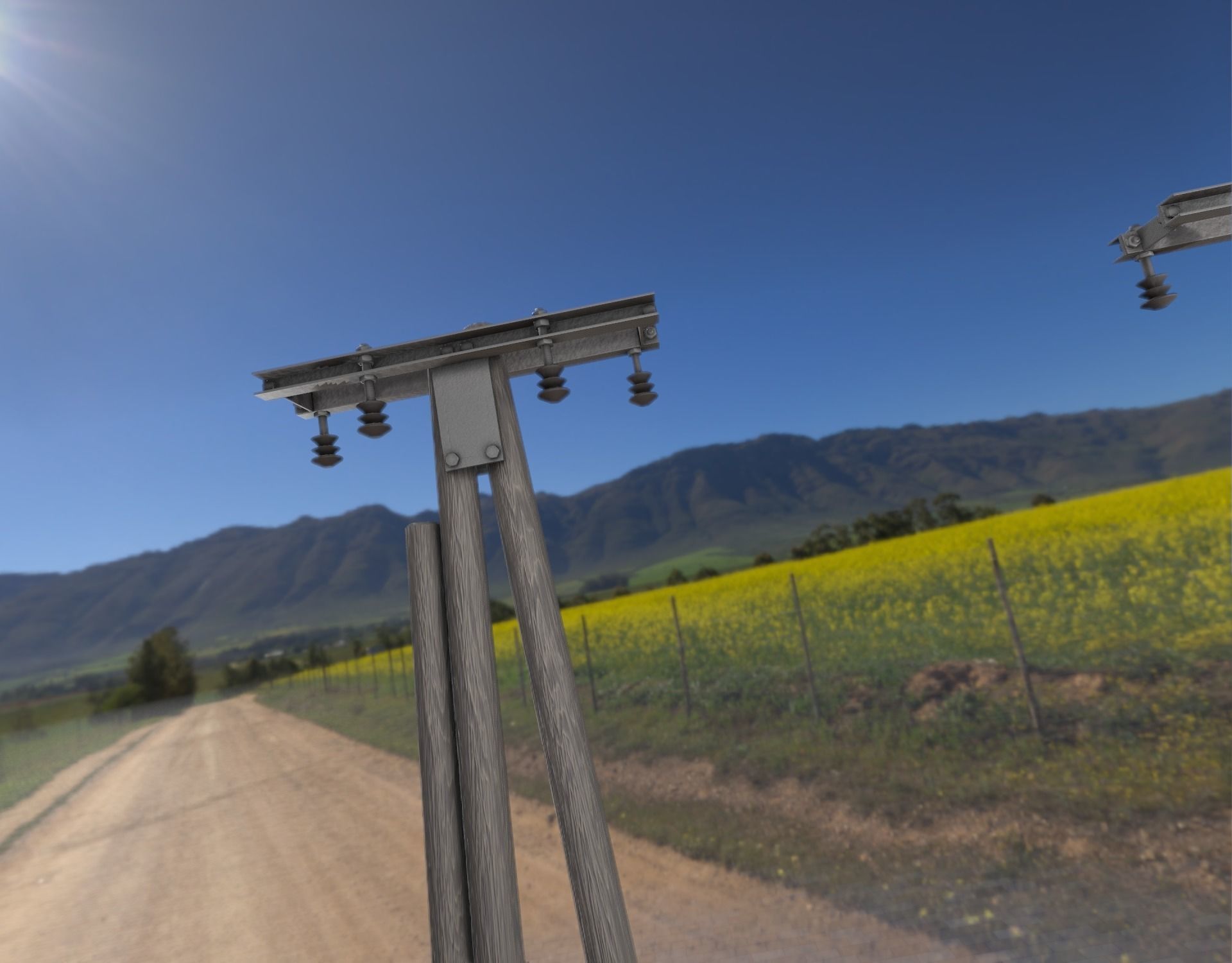 Wooden Electricity Pole without Ladder - Object 042 Low-poly 3D model_21