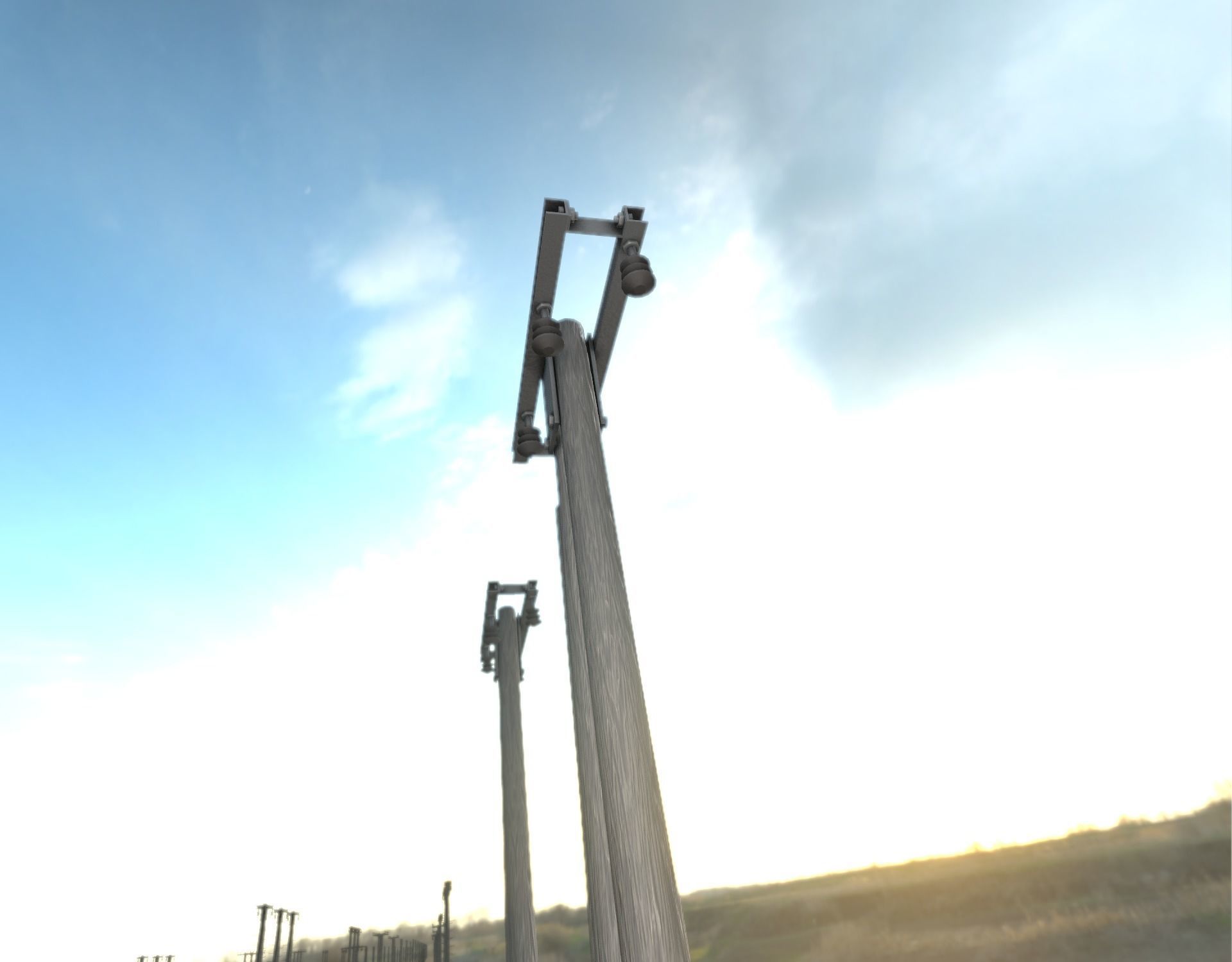 Wooden Electricity Pole without Ladder - Object 042 Low-poly 3D model_23