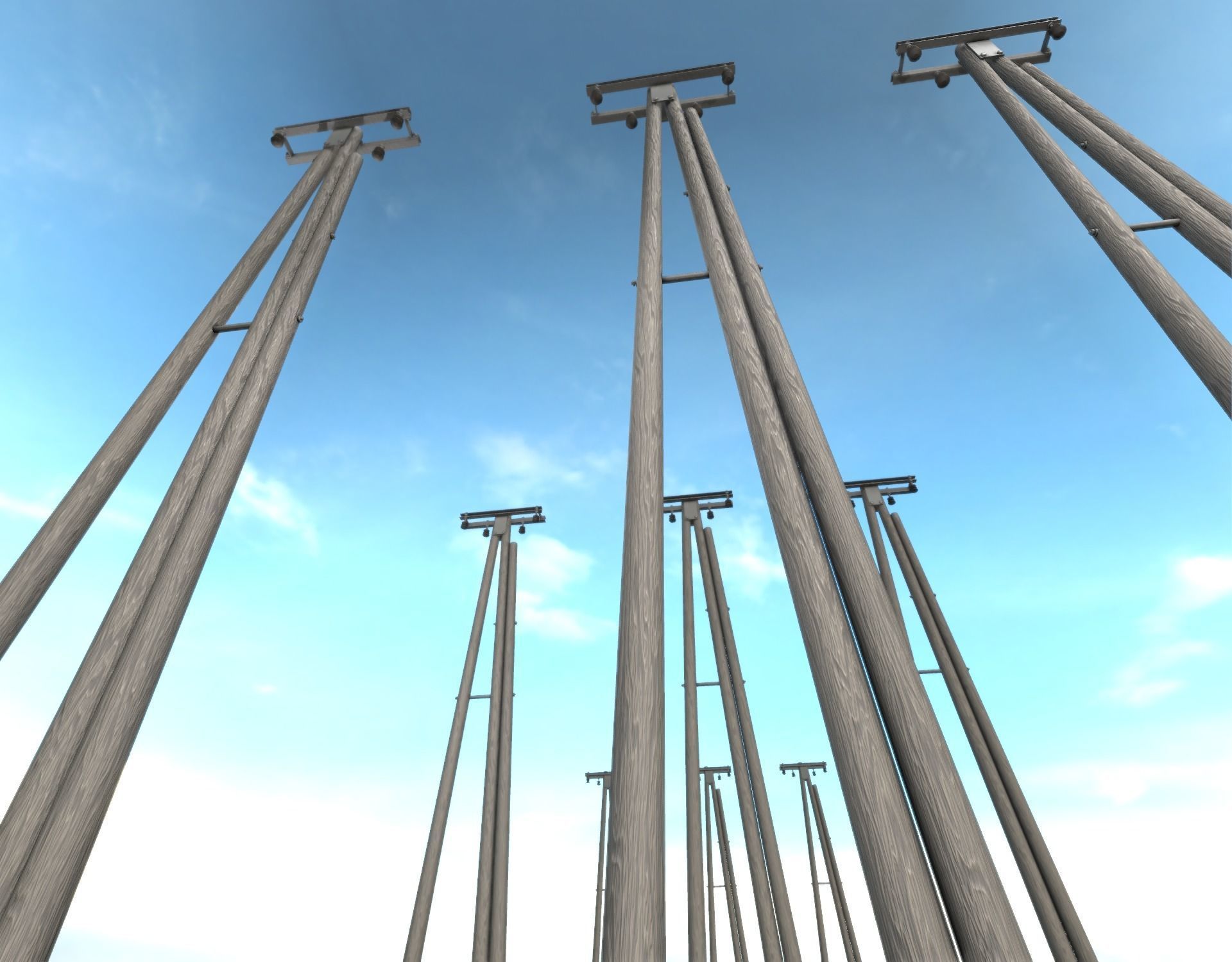Wooden Electricity Pole without Ladder - Object 042 Low-poly 3D model_2