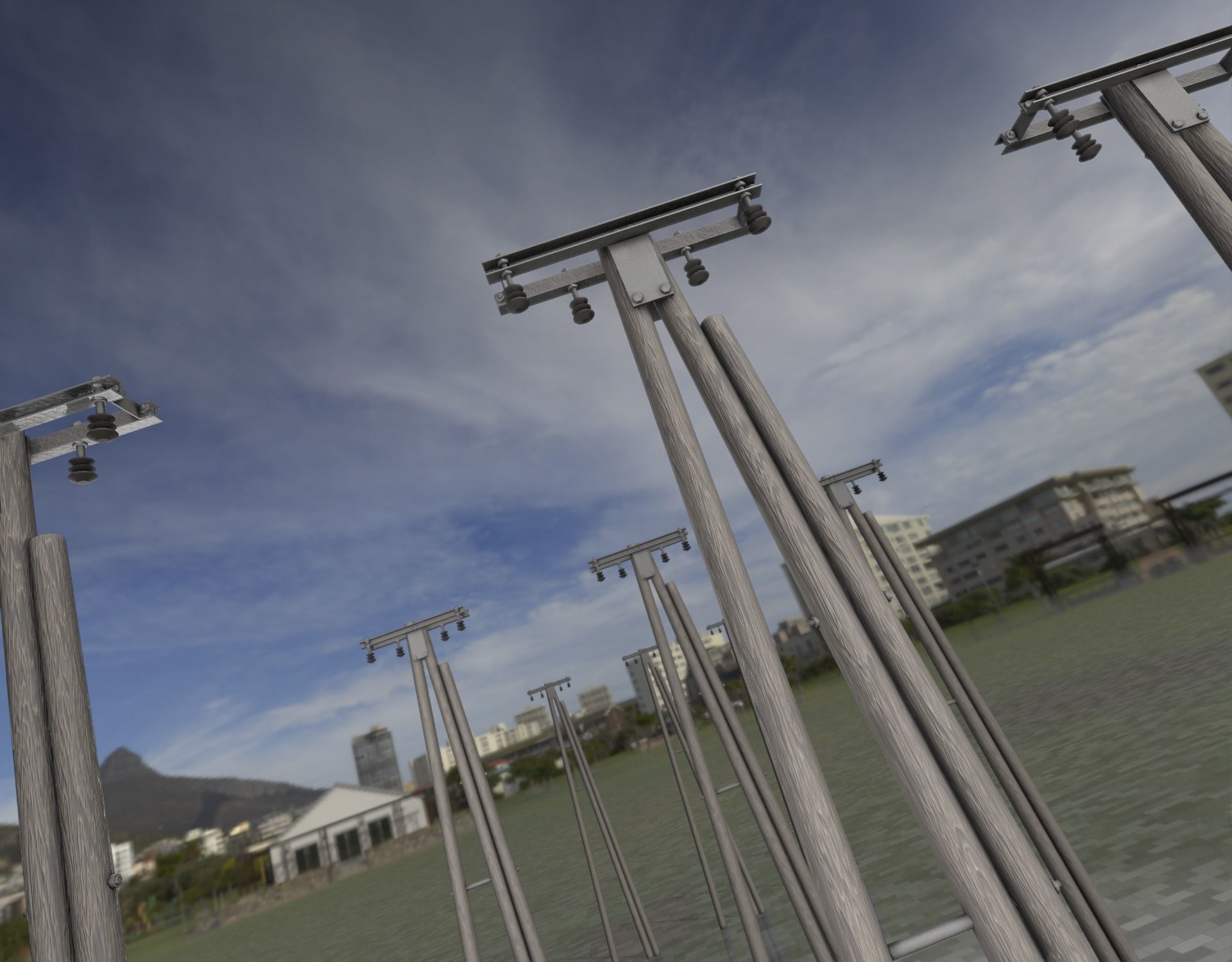 Wooden Electricity Pole without Ladder - Object 042 Low-poly 3D model_27