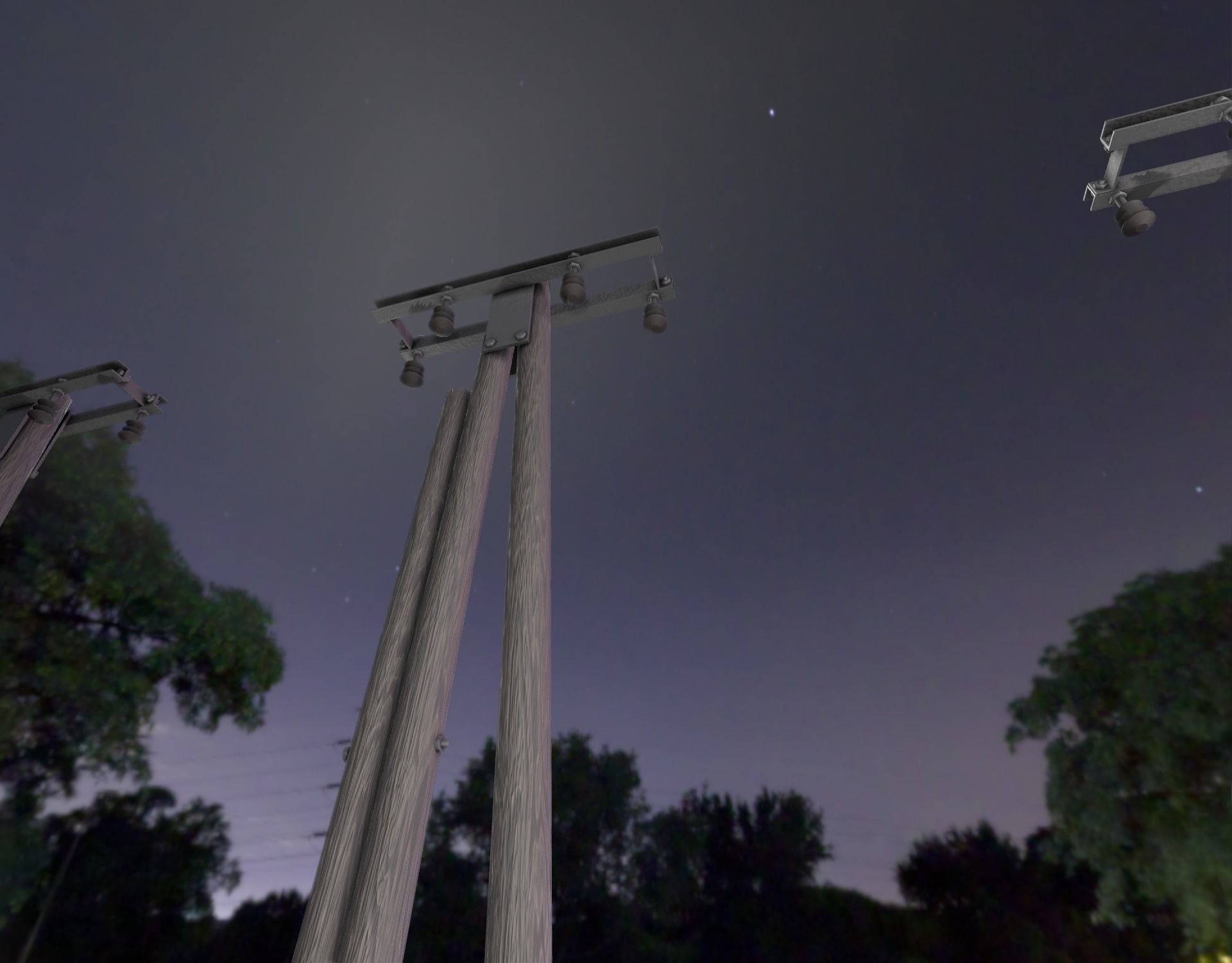 Wooden Electricity Pole without Ladder - Object 042 Low-poly 3D model_24