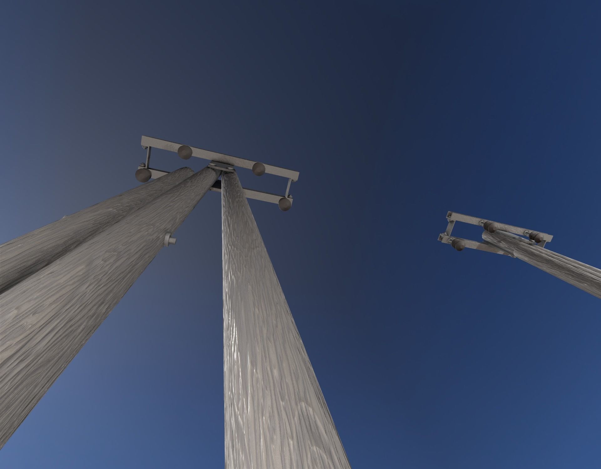 Wooden Electricity Pole without Ladder - Object 042 Low-poly 3D model_41