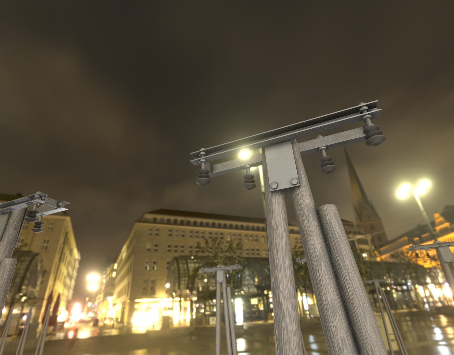 Wooden Electricity Pole without Ladder - Object 042 Low-poly 3D model_37