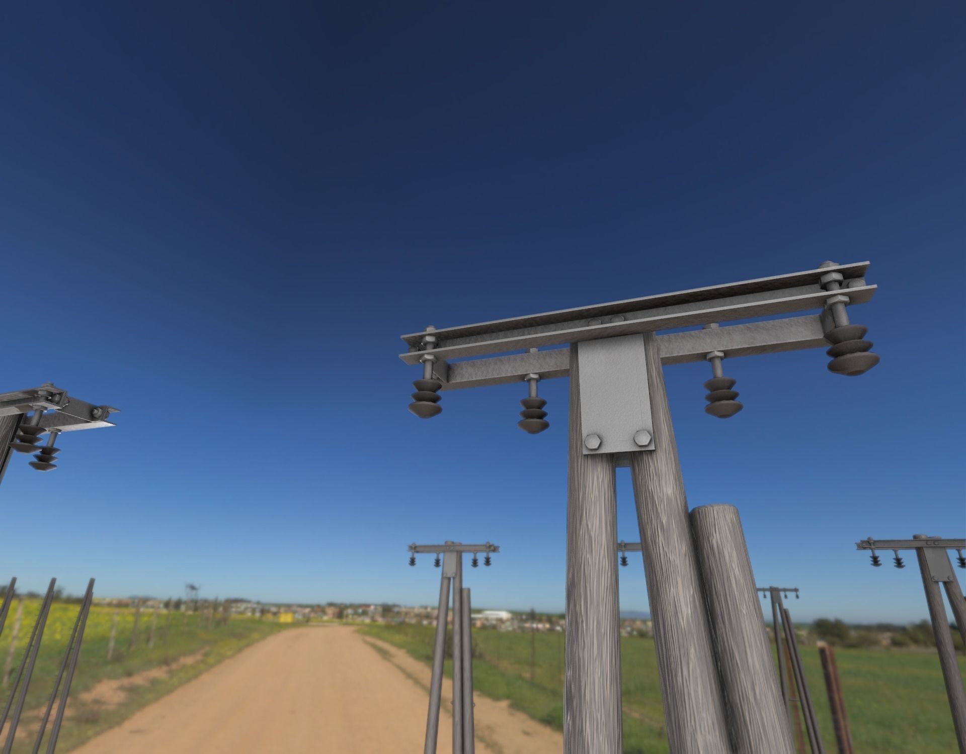 Wooden Electricity Pole without Ladder - Object 042 Low-poly 3D model_3