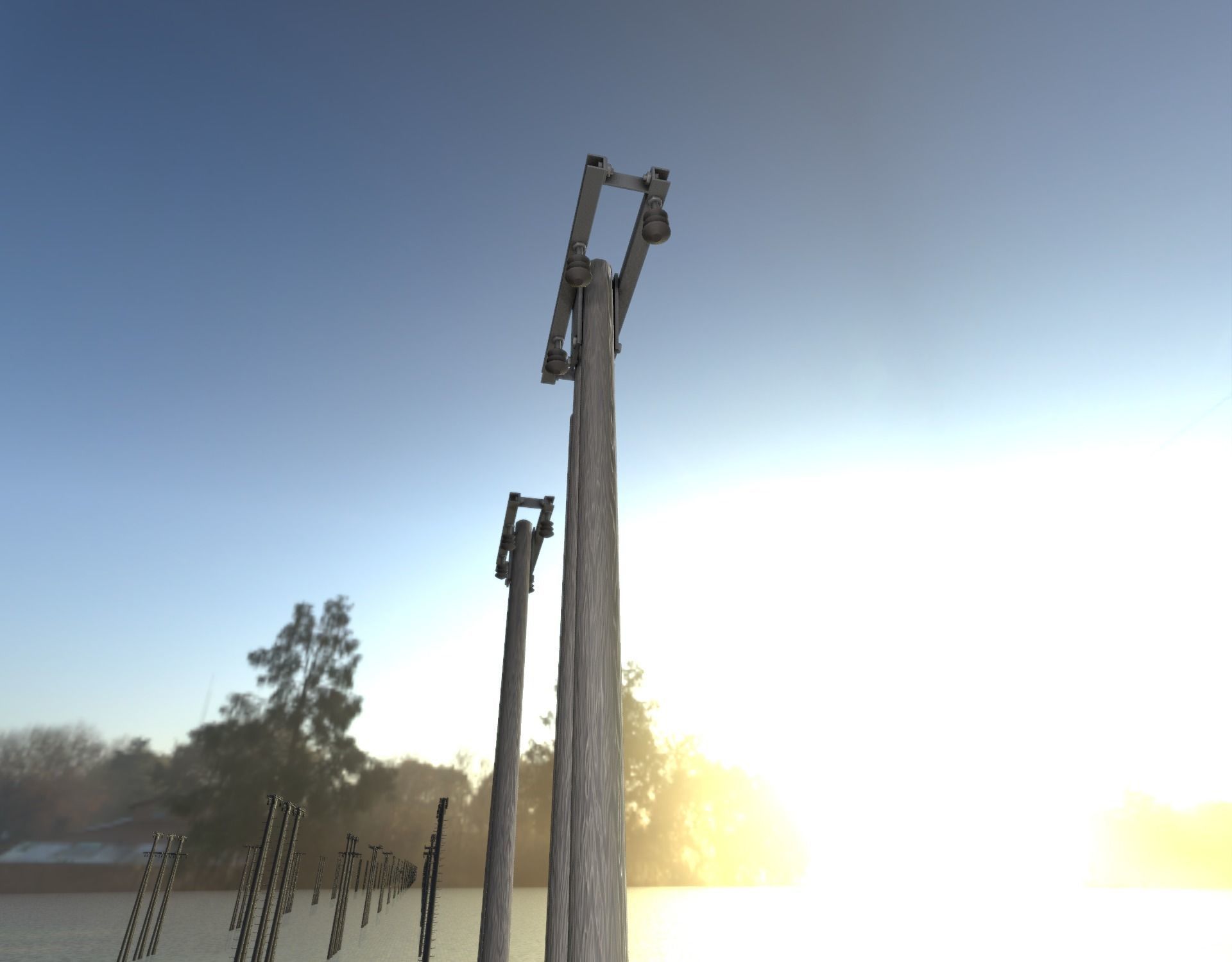 Wooden Electricity Pole without Ladder - Object 042 Low-poly 3D model_30