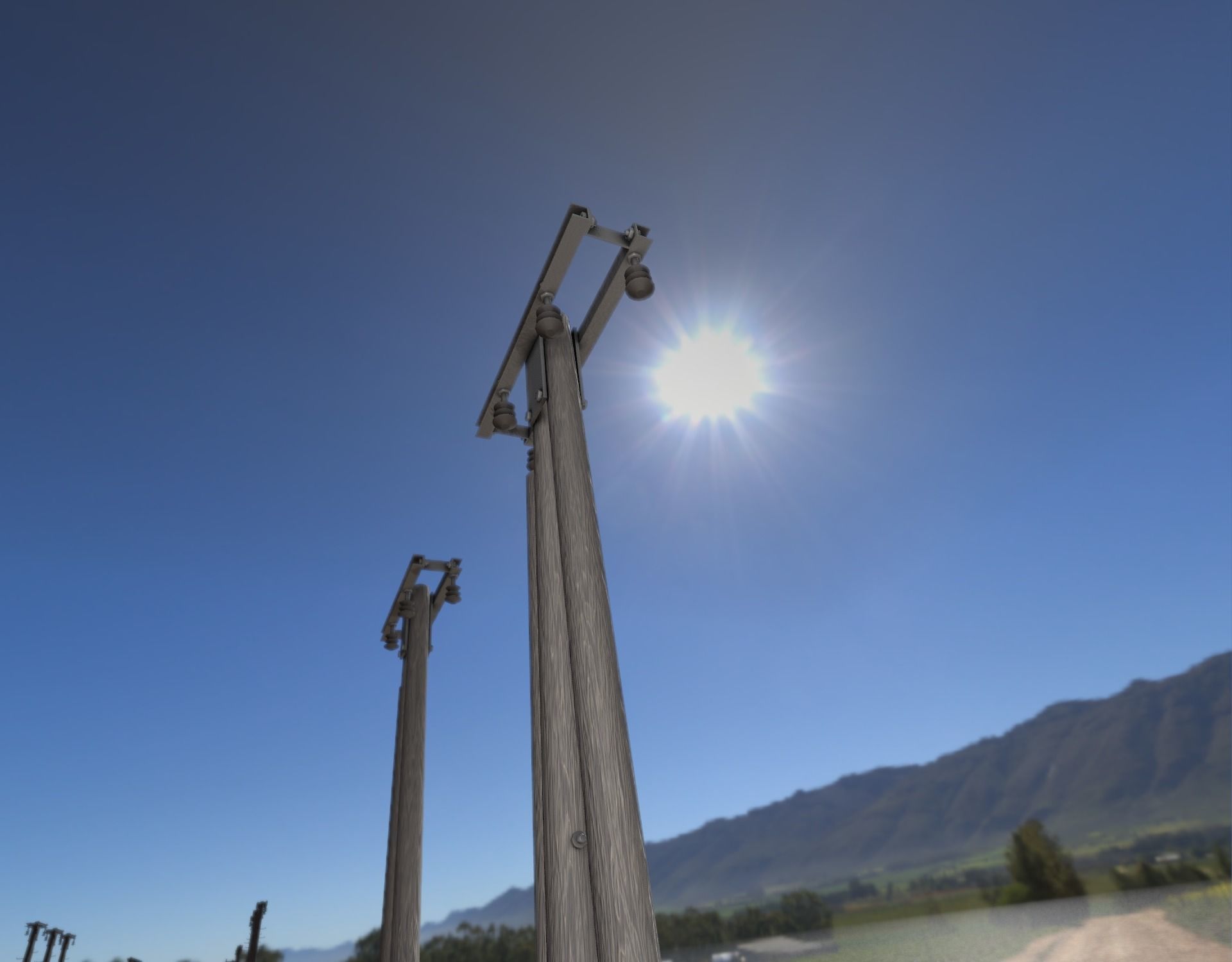 Wooden Electricity Pole without Ladder - Object 042 Low-poly 3D model_28