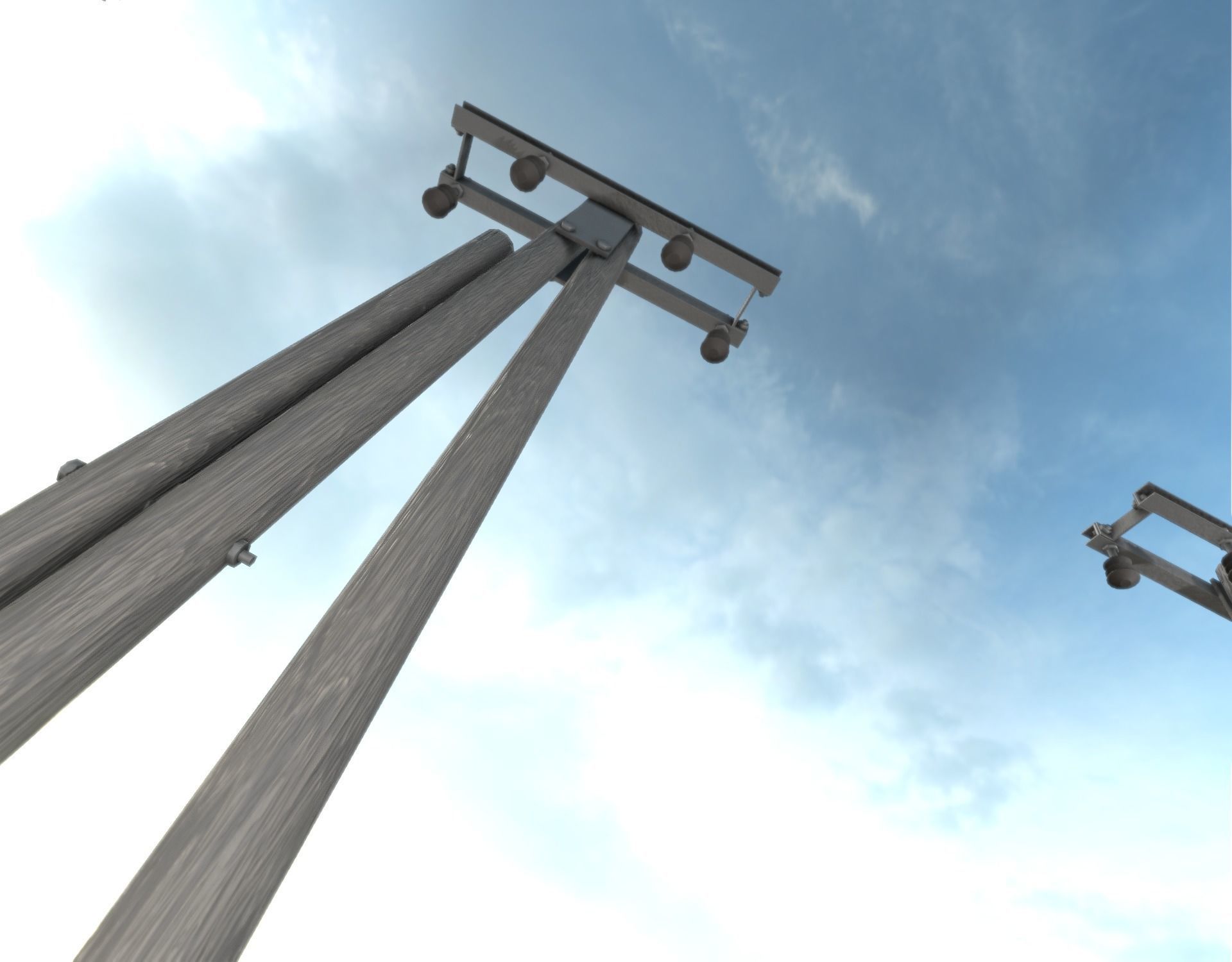 Wooden Electricity Pole without Ladder - Object 042 Low-poly 3D model_43