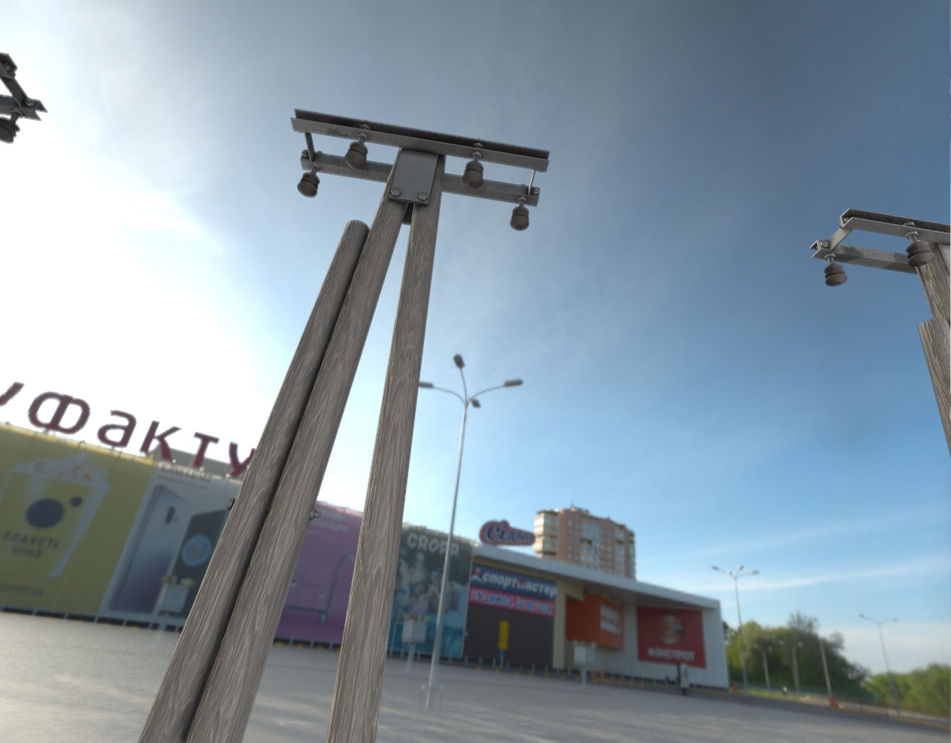 Wooden Electricity Pole without Ladder - Object 042 Low-poly 3D model_31