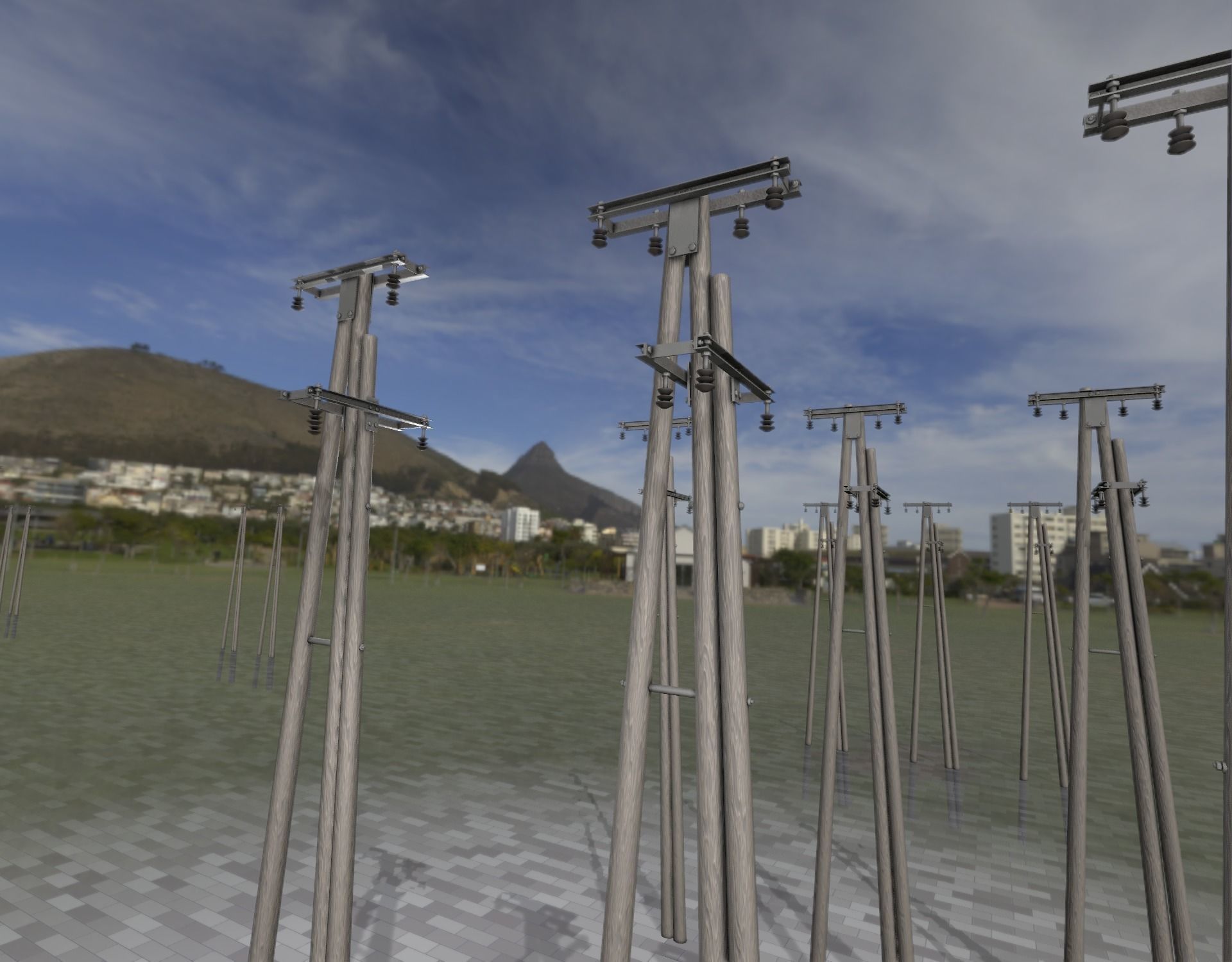 Wooden Electricity Pole without Ladder - Object 044 Low-poly 3D model_4