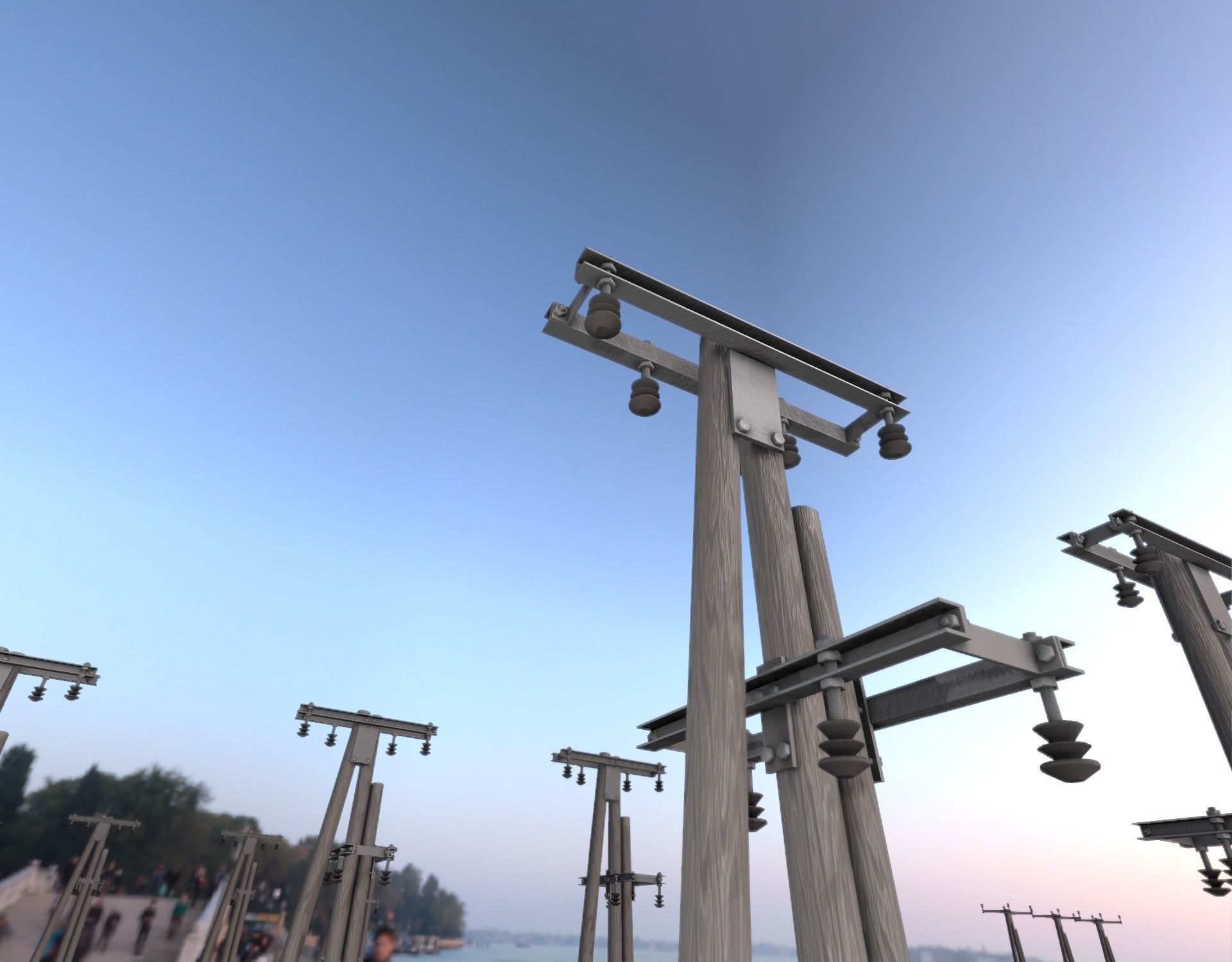 Wooden Electricity Pole without Ladder - Object 044 Low-poly 3D model_9