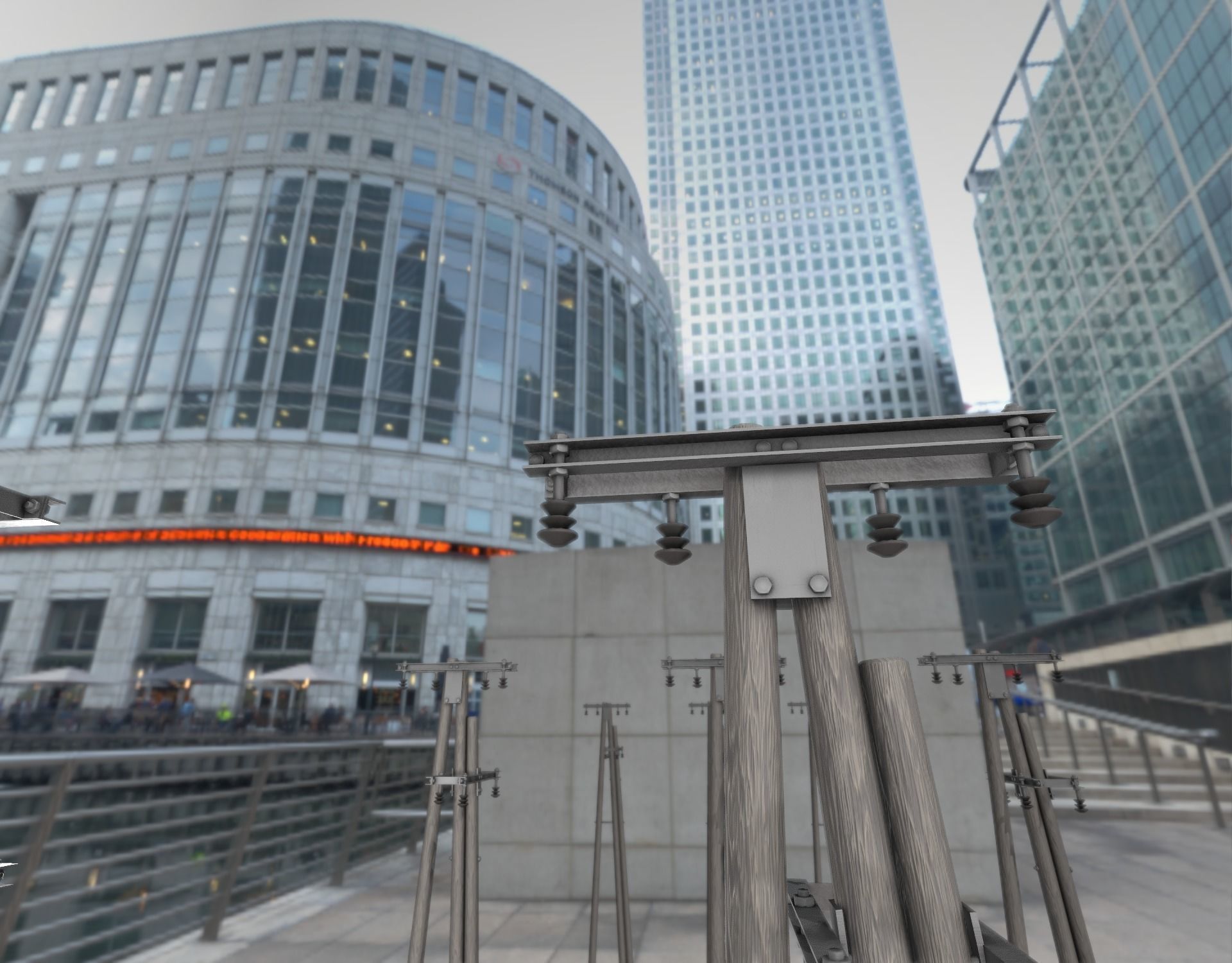 Wooden Electricity Pole without Ladder - Object 044 Low-poly 3D model_8