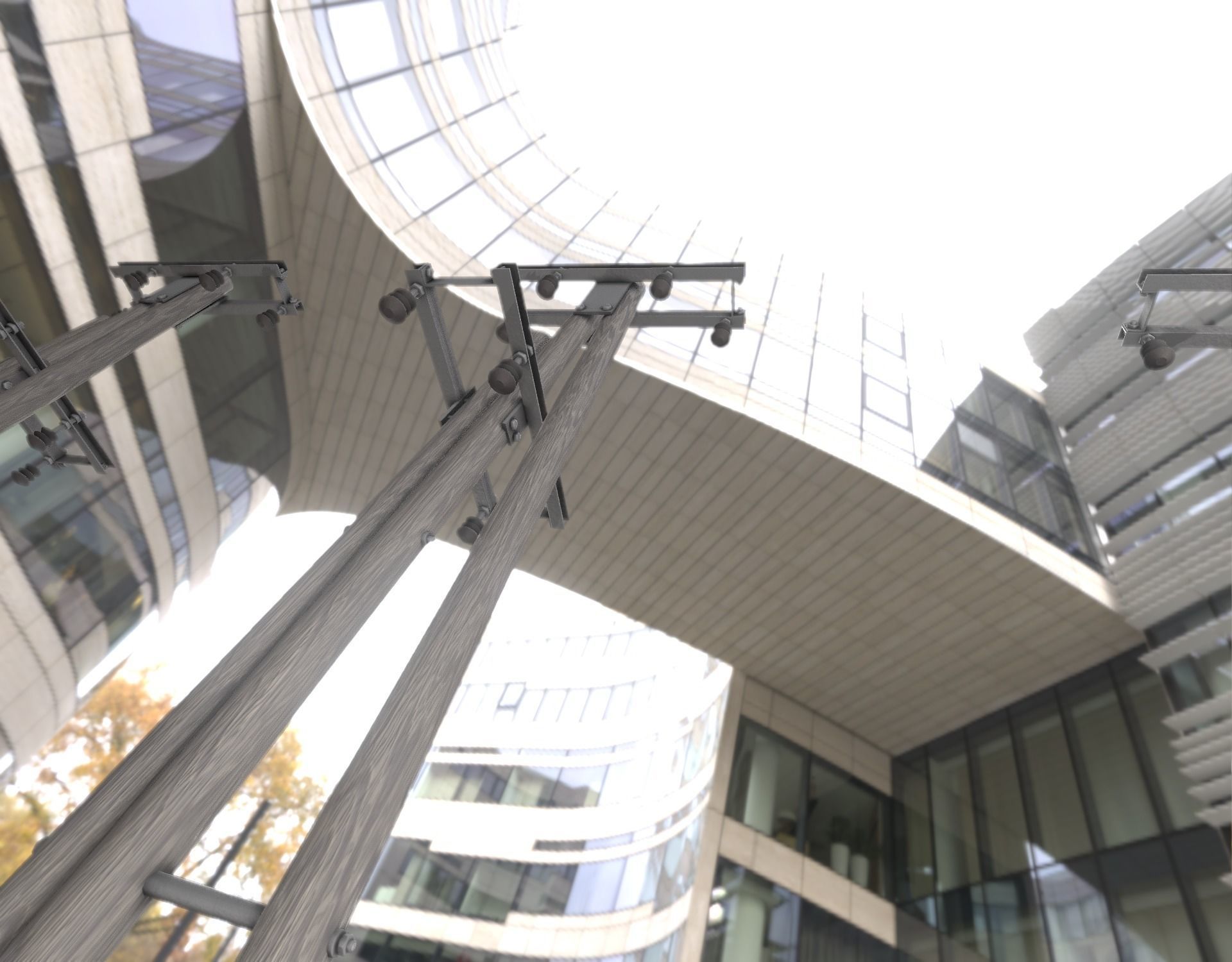 Wooden Electricity Pole without Ladder - Object 044 Low-poly 3D model_42