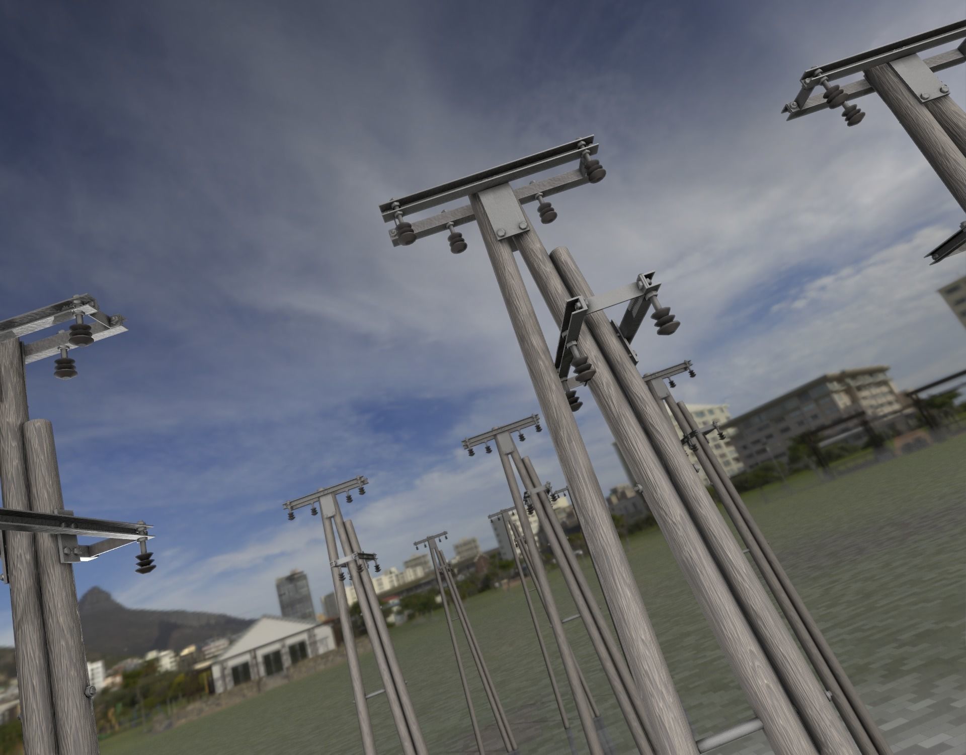 Wooden Electricity Pole without Ladder - Object 044 Low-poly 3D model_26