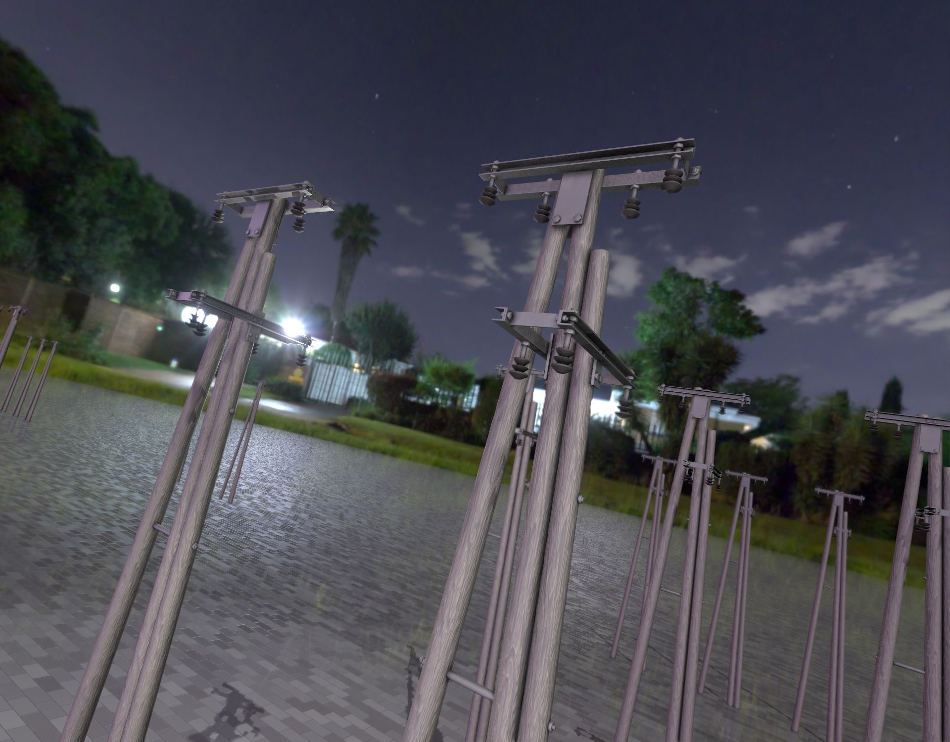 Wooden Electricity Pole without Ladder - Object 044 Low-poly 3D model_15