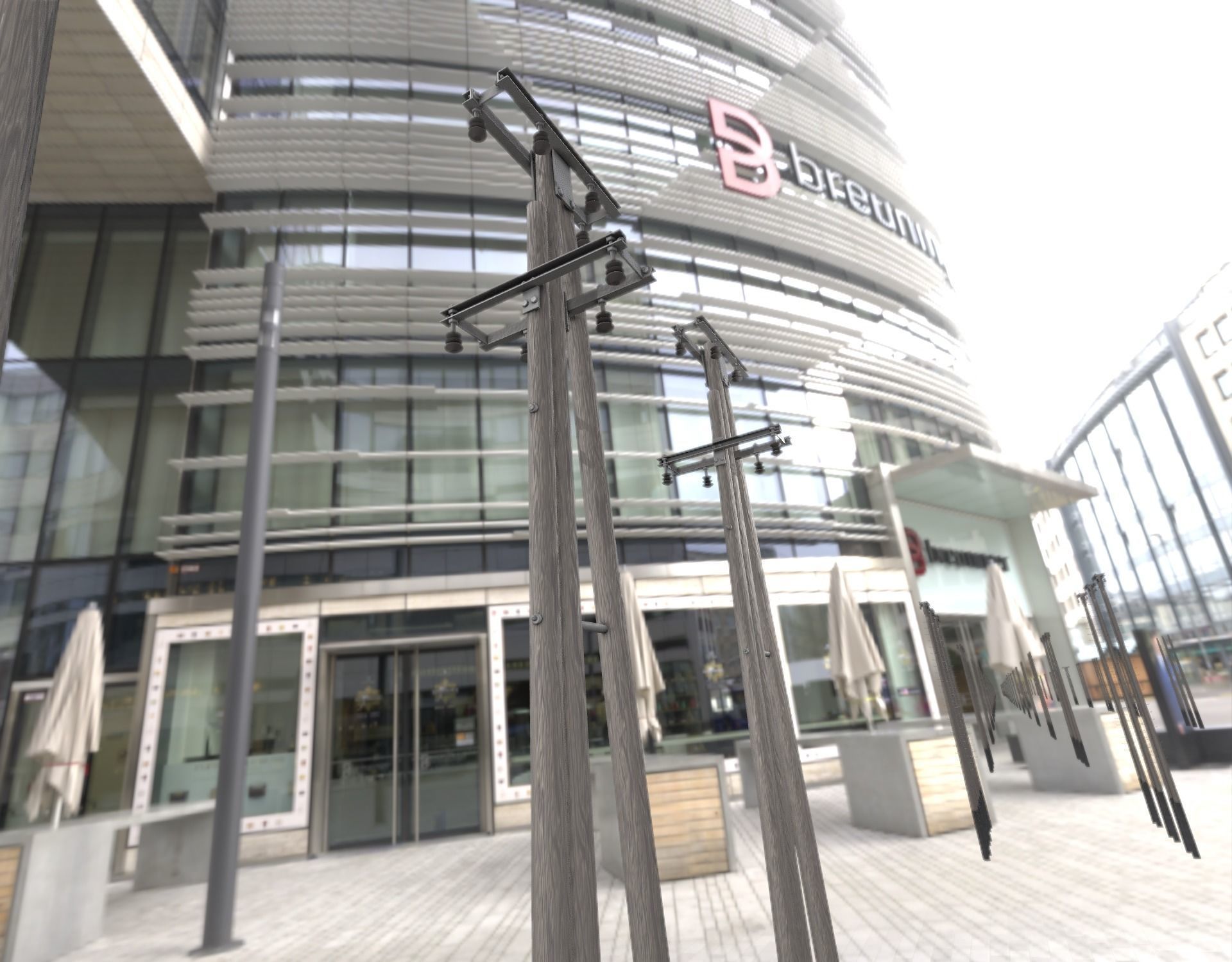 Wooden Electricity Pole without Ladder - Object 044 Low-poly 3D model_16