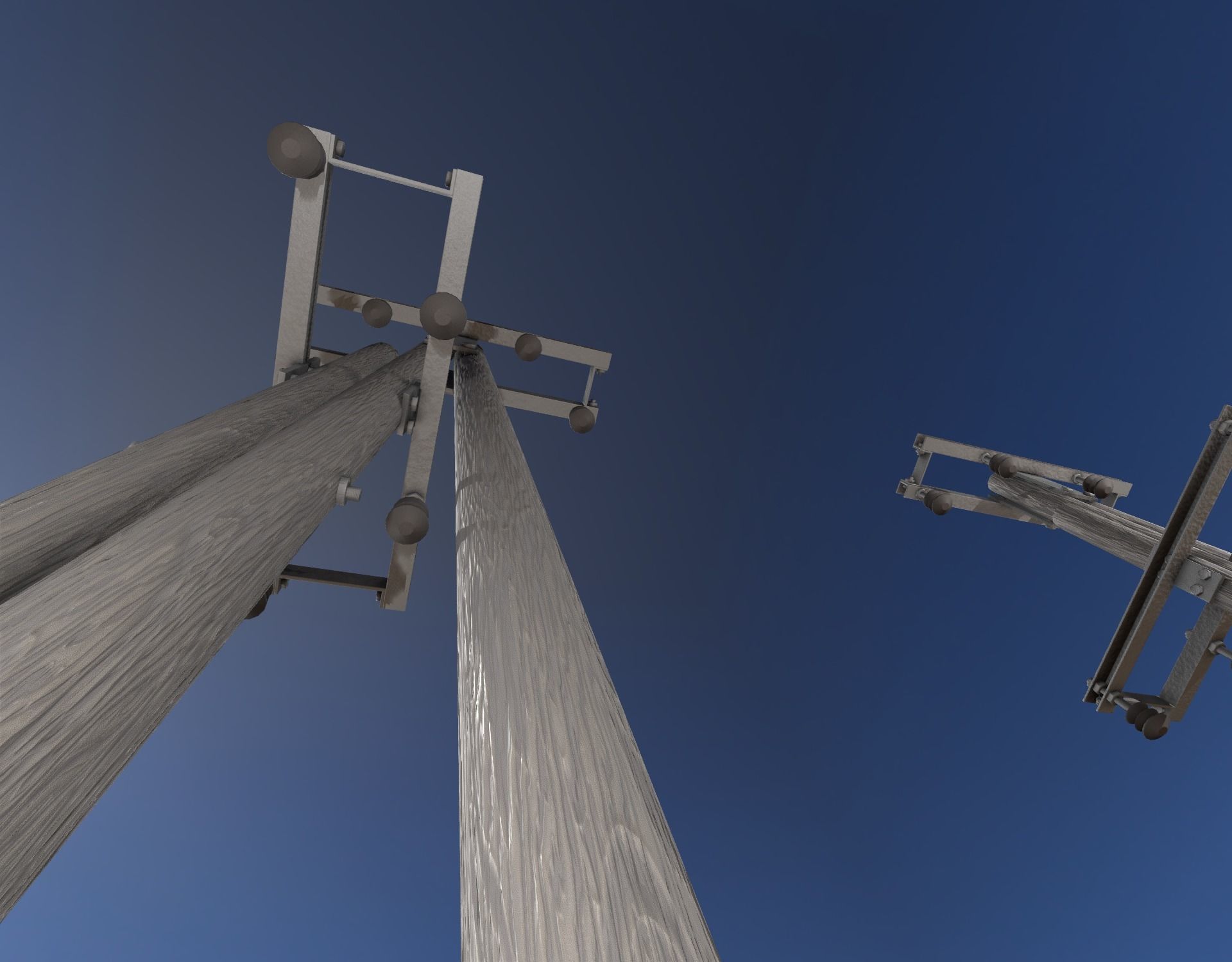 Wooden Electricity Pole without Ladder - Object 044 Low-poly 3D model_41
