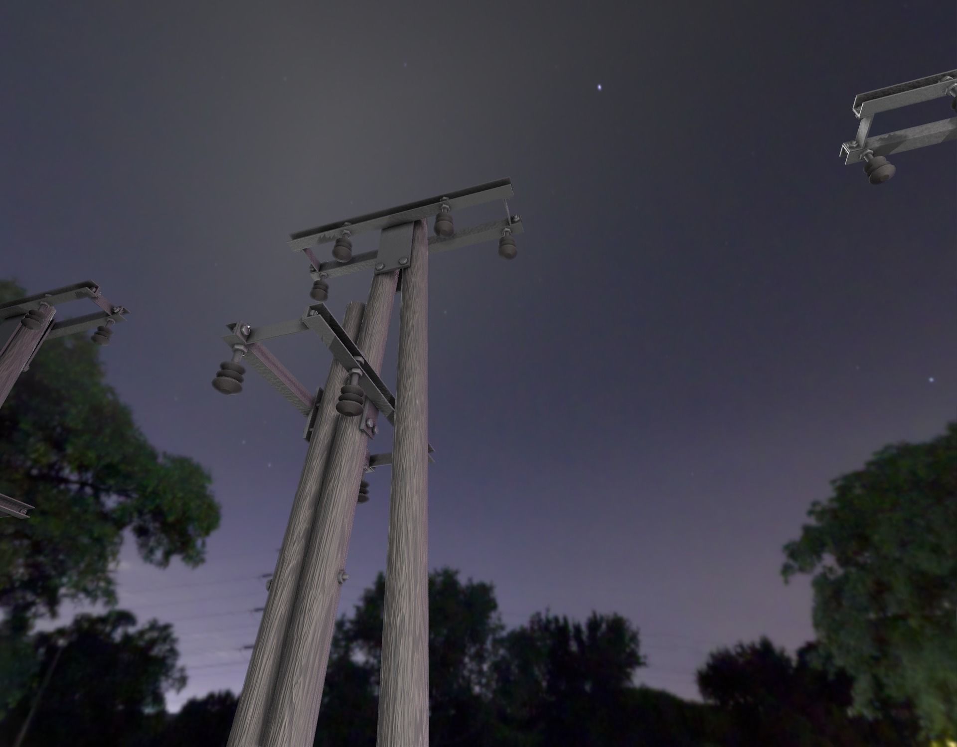 Wooden Electricity Pole without Ladder - Object 044 Low-poly 3D model_23