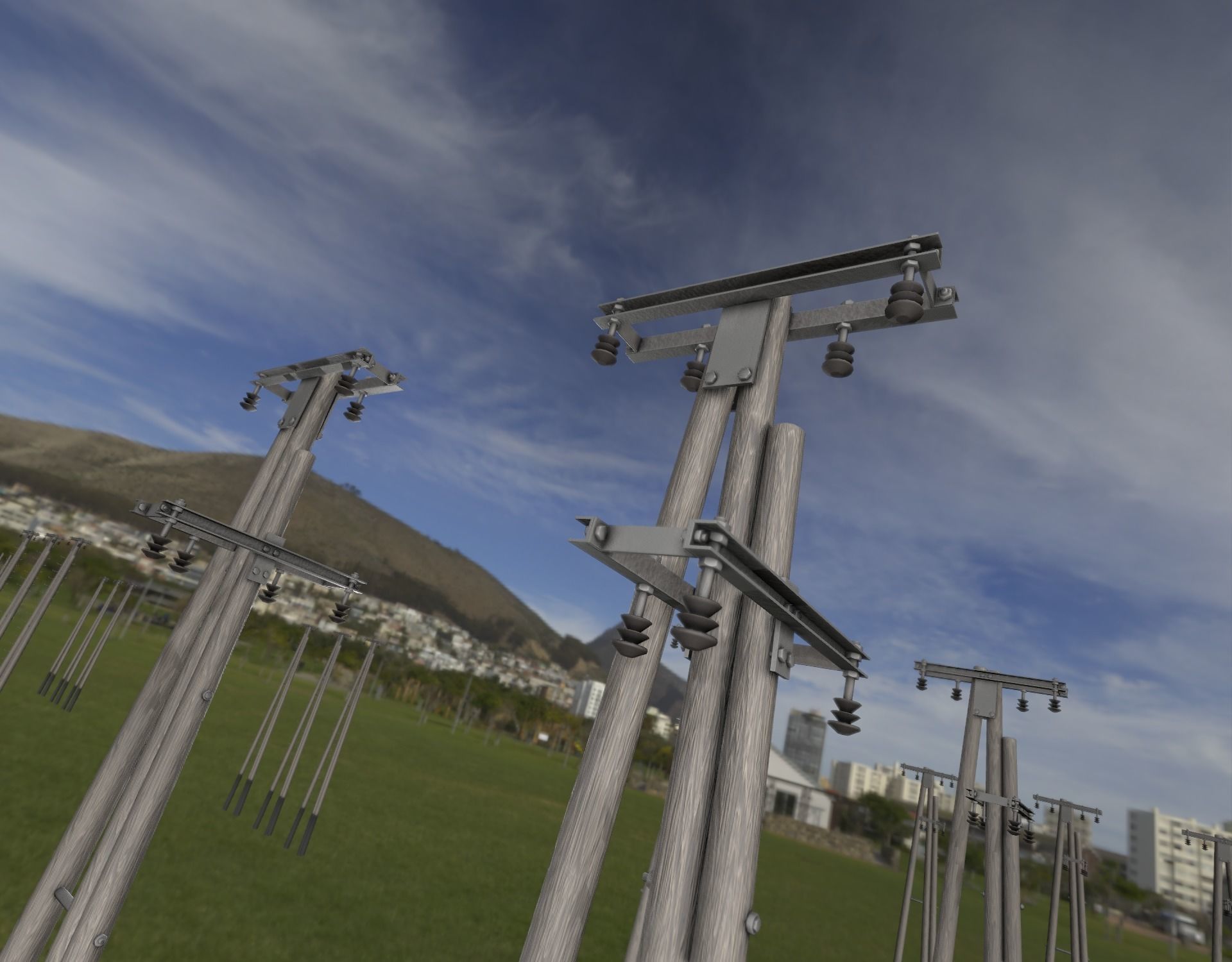 Wooden Electricity Pole without Ladder - Object 044 Low-poly 3D model_18