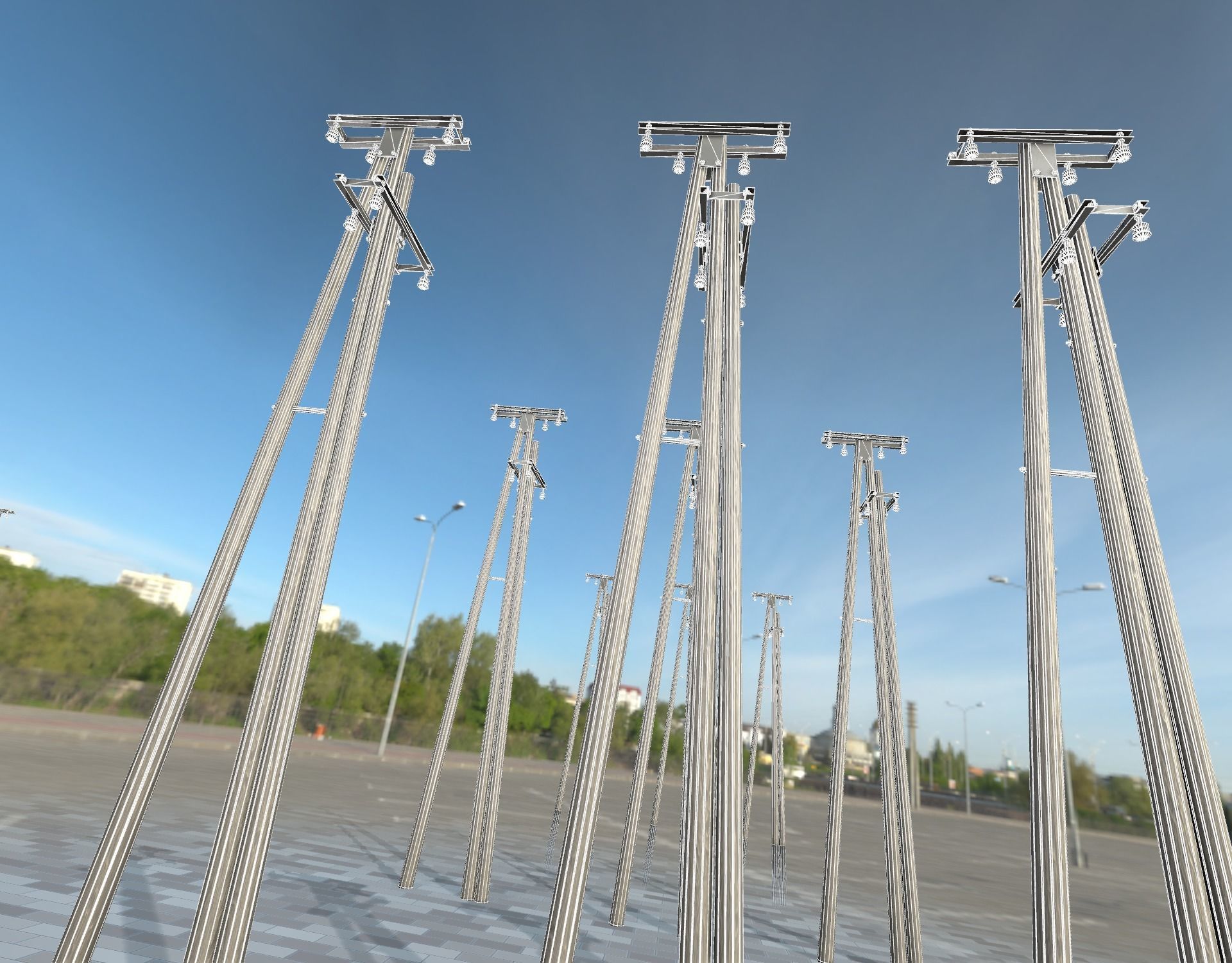 Wooden Electricity Pole without Ladder - Object 044 Low-poly 3D model_12