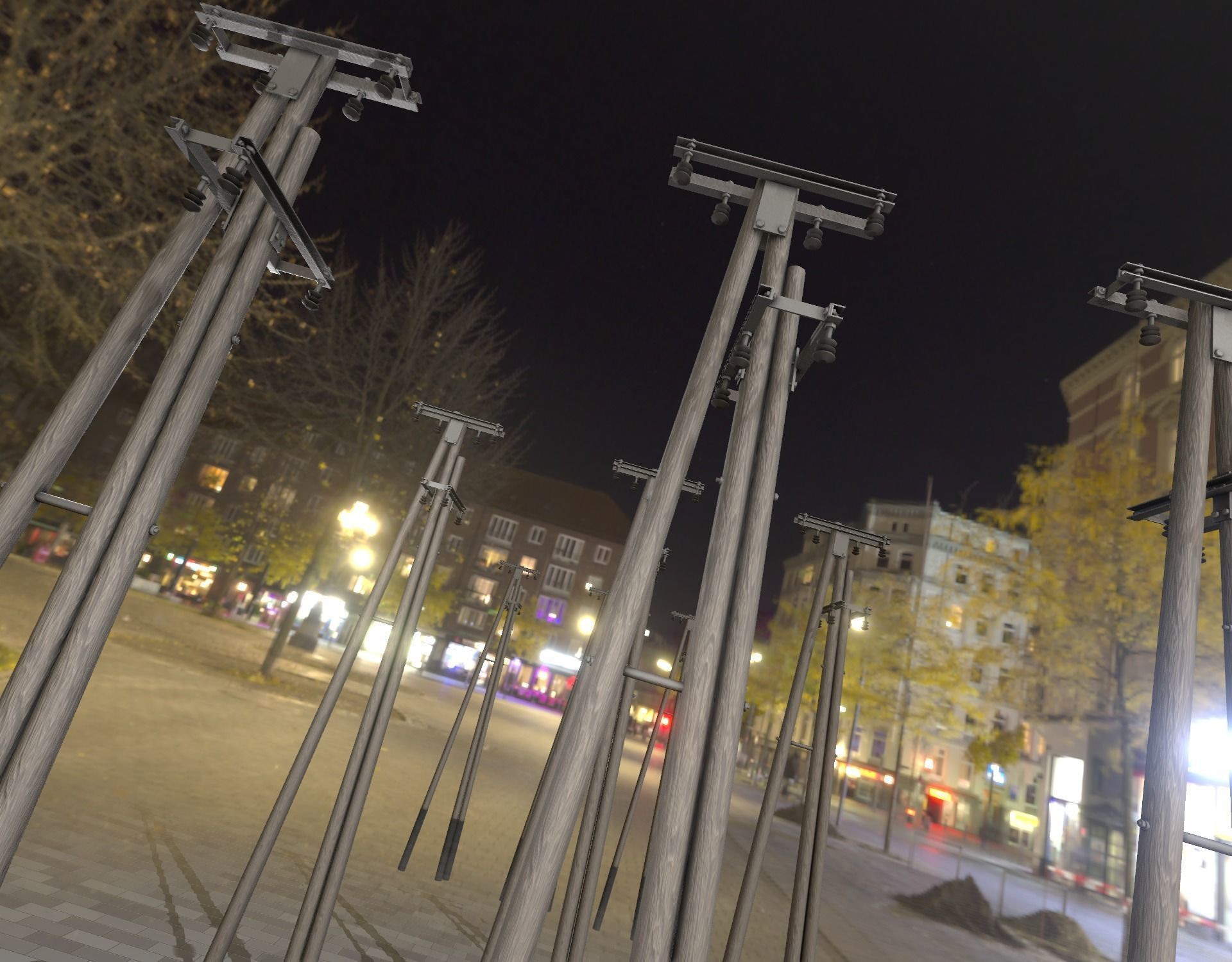 Wooden Electricity Pole without Ladder - Object 044 Low-poly 3D model_14