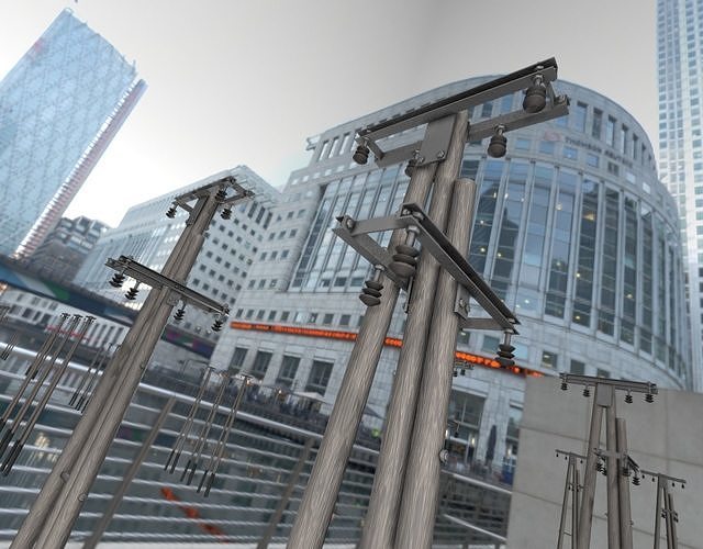 Wooden Electricity Pole without Ladder - Object 044 Low-poly 3D model