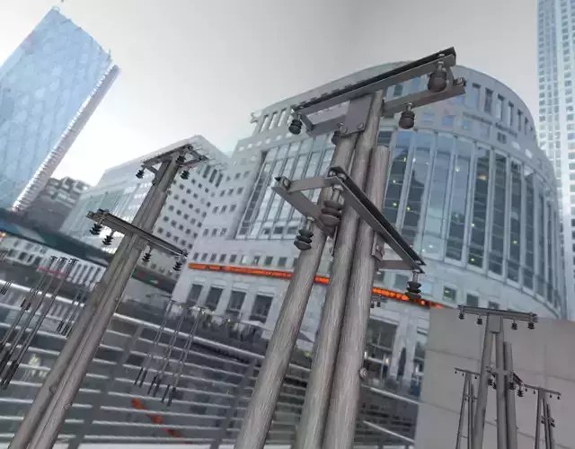 Wooden Electricity Pole without Ladder - Object 044