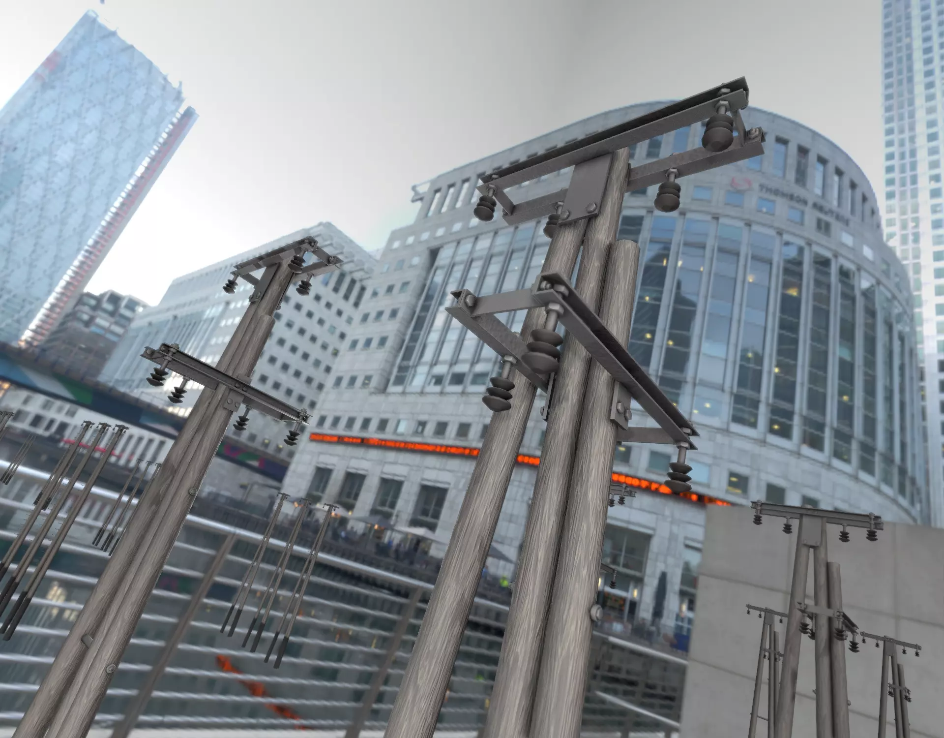 Wooden Electricity Pole without Ladder - Object 044 Low-poly 3D model_0