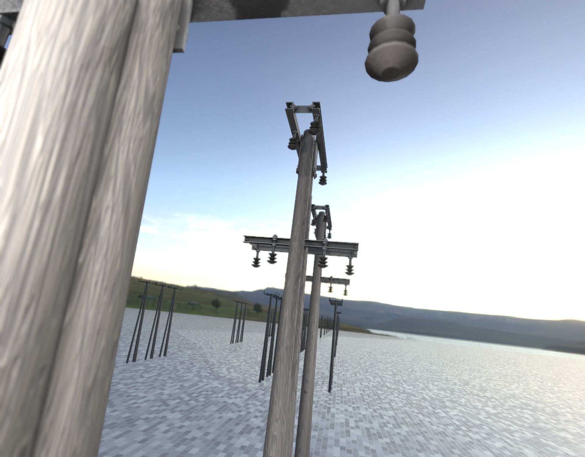 Wooden Electricity Pole without Ladder - Object 044 Low-poly 3D model_47