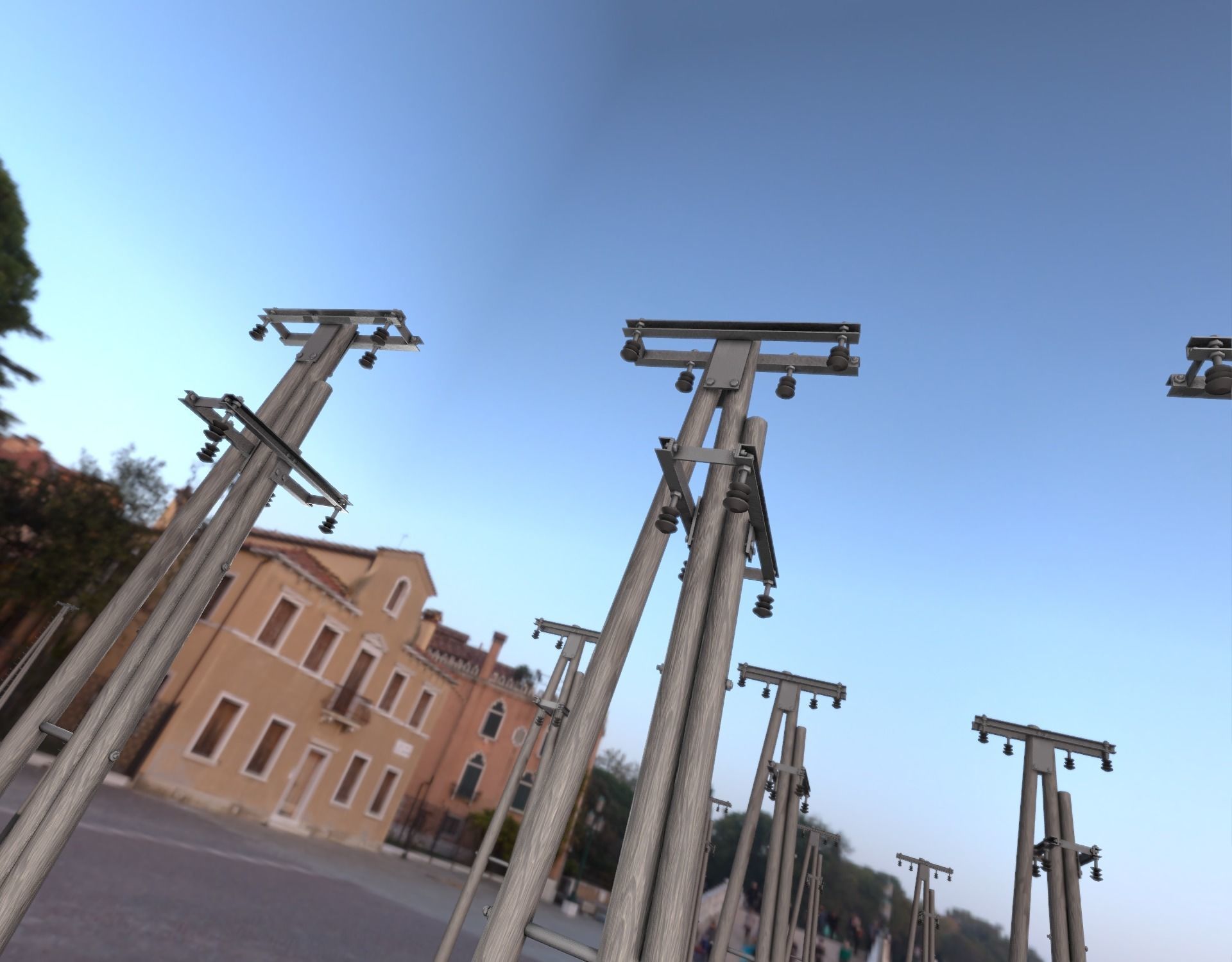 Wooden Electricity Pole without Ladder - Object 044 Low-poly 3D model_19