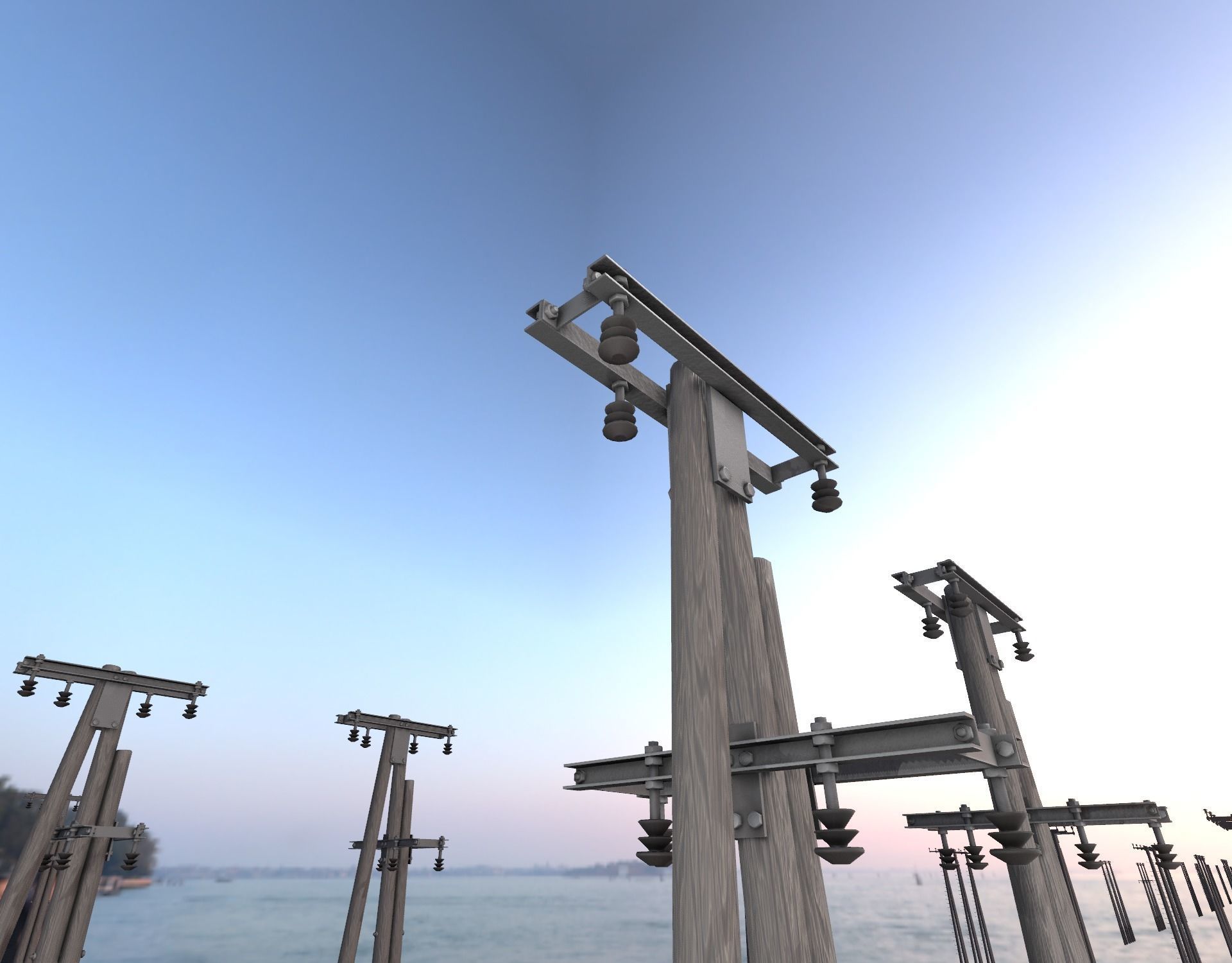 Wooden Electricity Pole without Ladder - Object 044 Low-poly 3D model_40