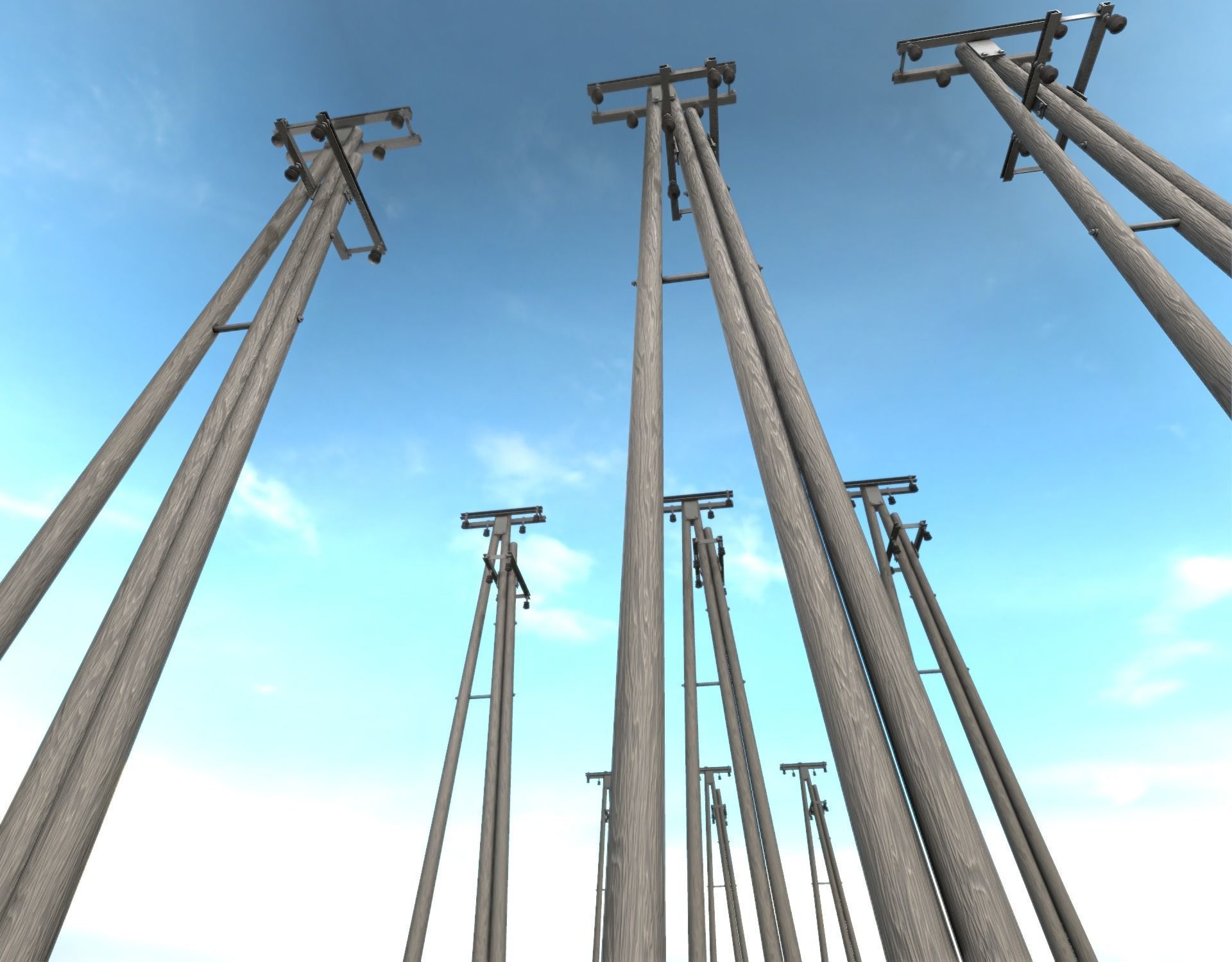 Wooden Electricity Pole without Ladder - Object 044 Low-poly 3D model_13