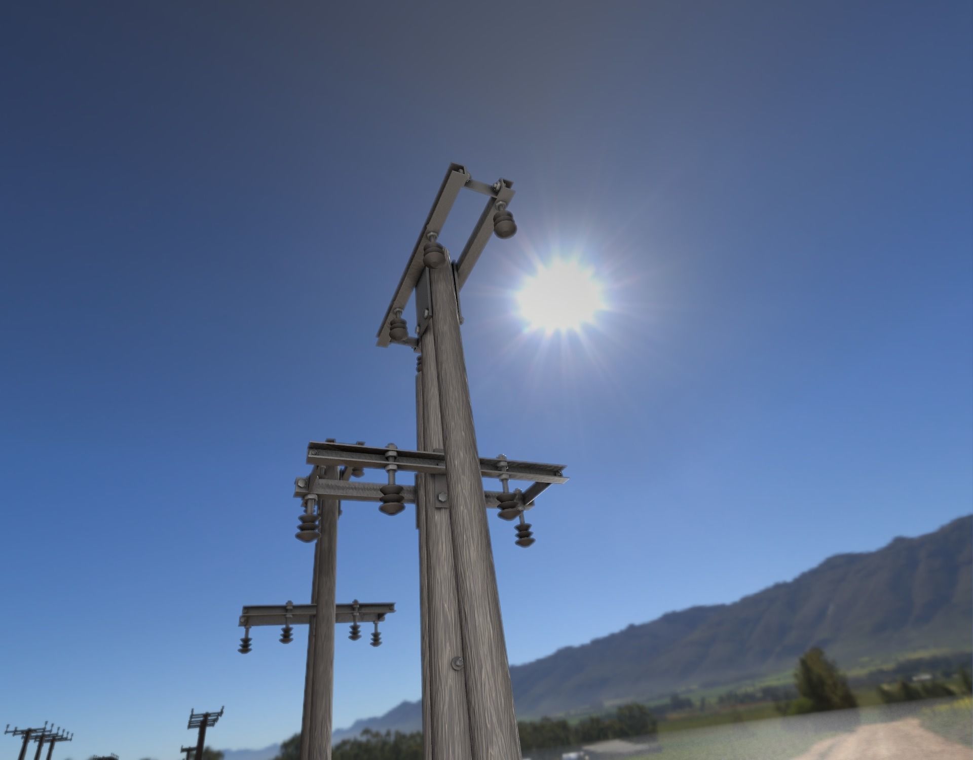 Wooden Electricity Pole without Ladder - Object 044 Low-poly 3D model_27