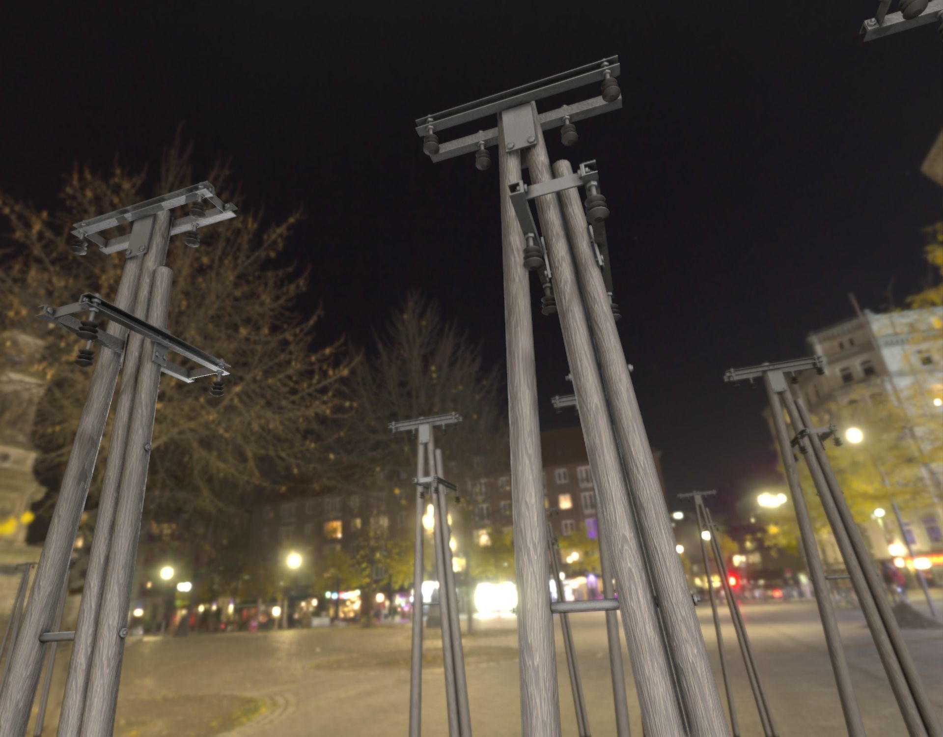 Wooden Electricity Pole without Ladder - Object 044 Low-poly 3D model_34