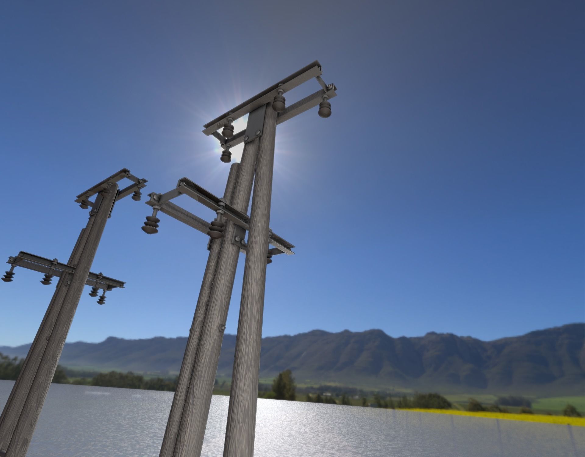 Wooden Electricity Pole without Ladder - Object 044 Low-poly 3D model_49