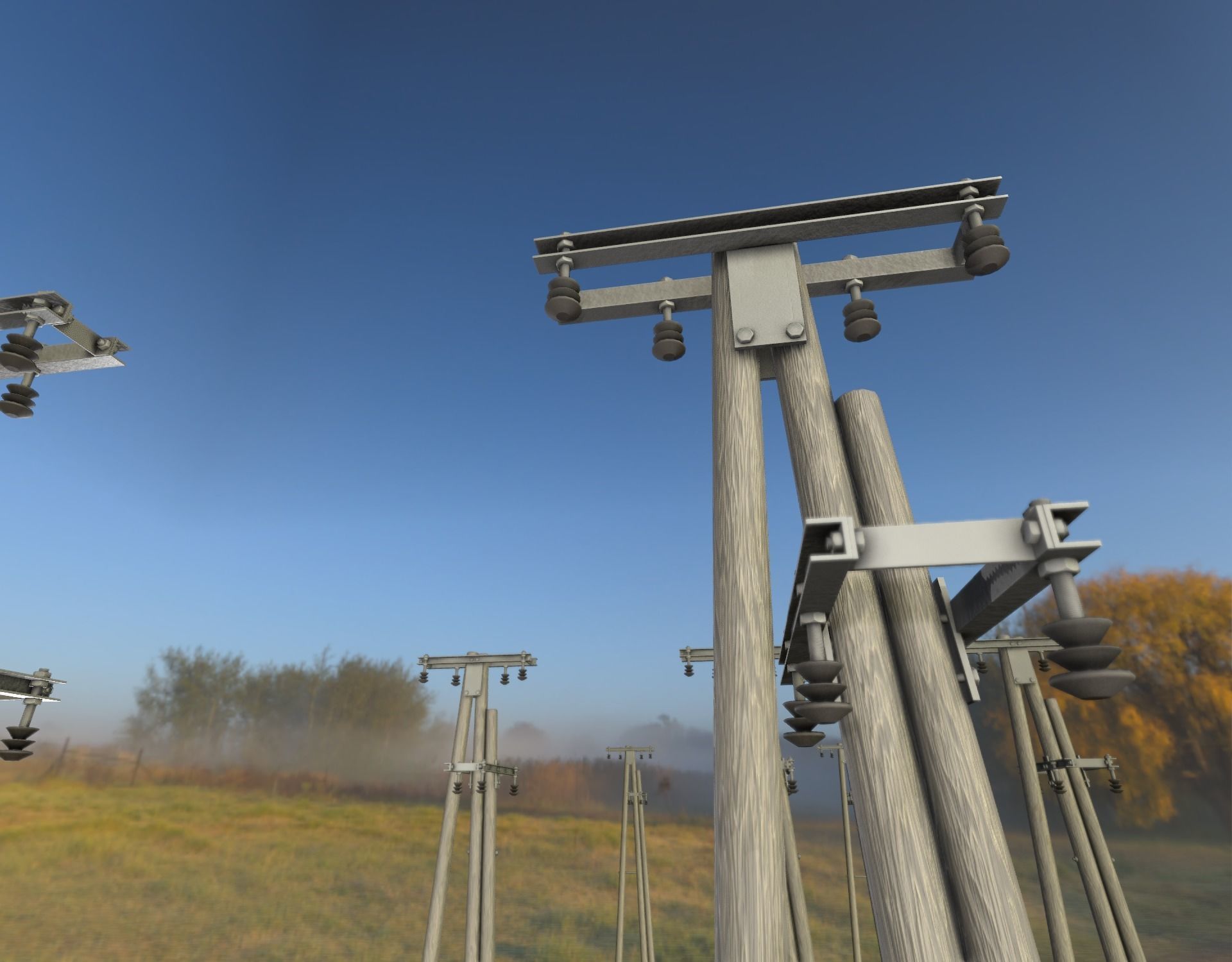 Wooden Electricity Pole without Ladder - Object 044 Low-poly 3D model_3