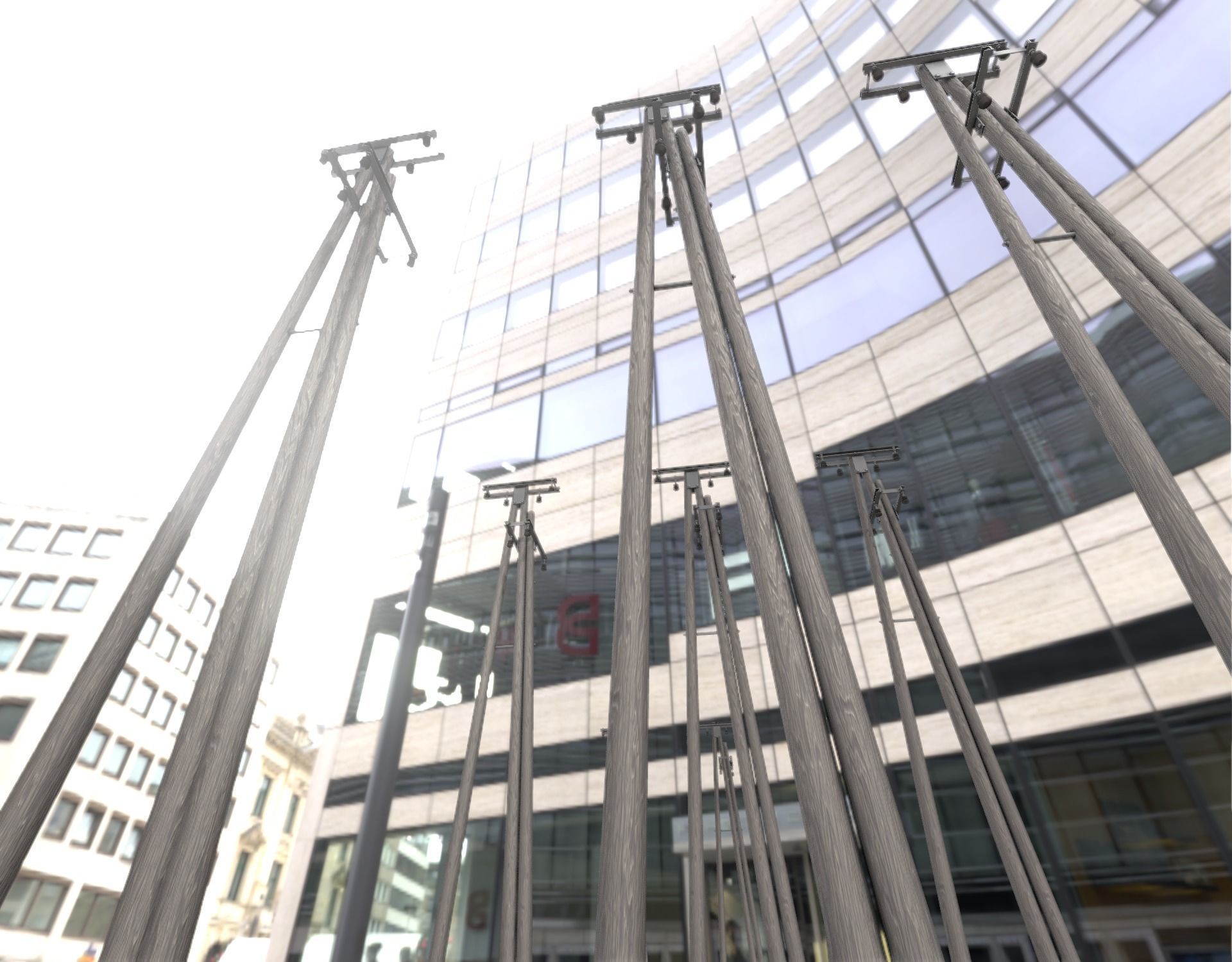 Wooden Electricity Pole without Ladder - Object 044 Low-poly 3D model_7