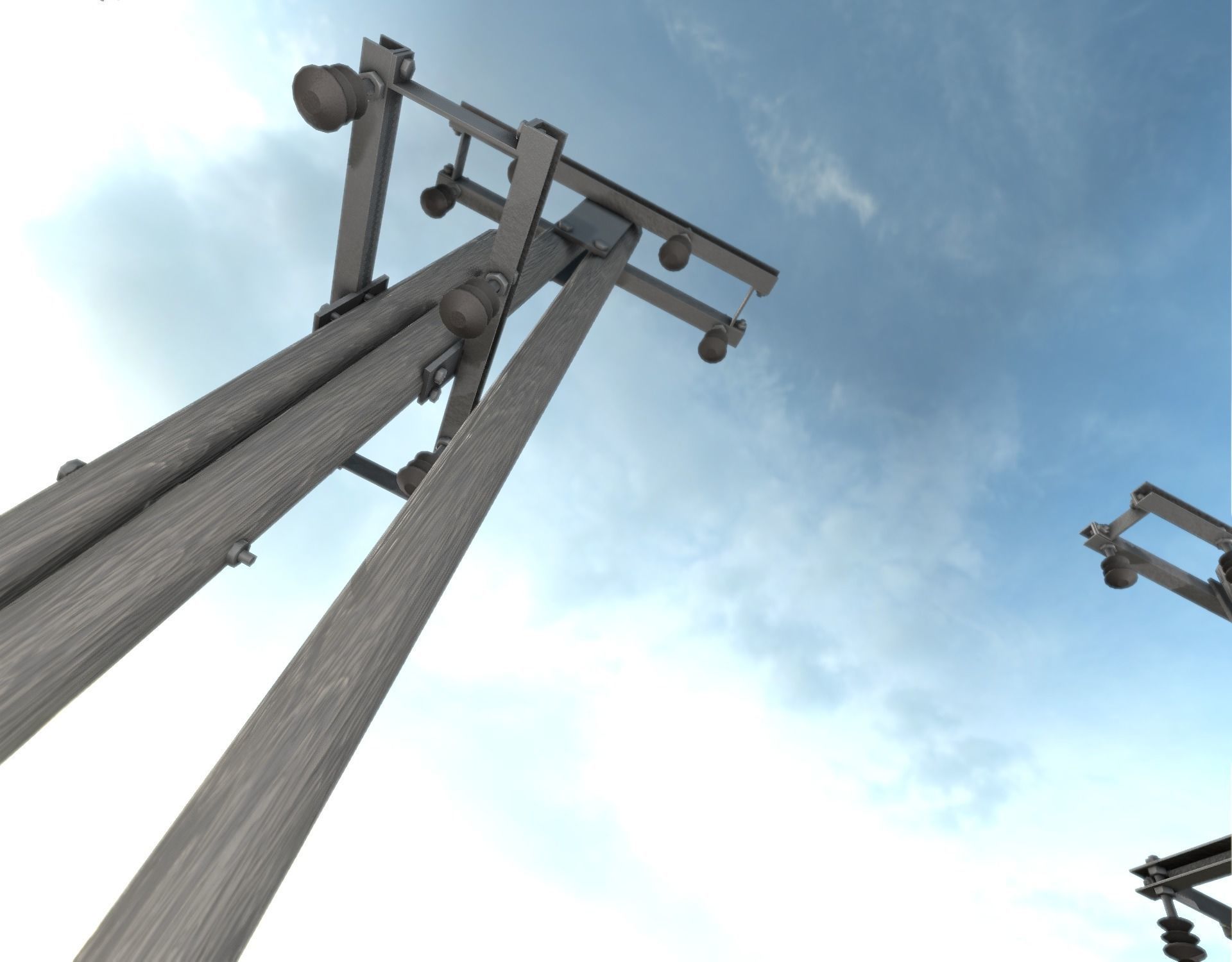 Wooden Electricity Pole without Ladder - Object 044 Low-poly 3D model_43
