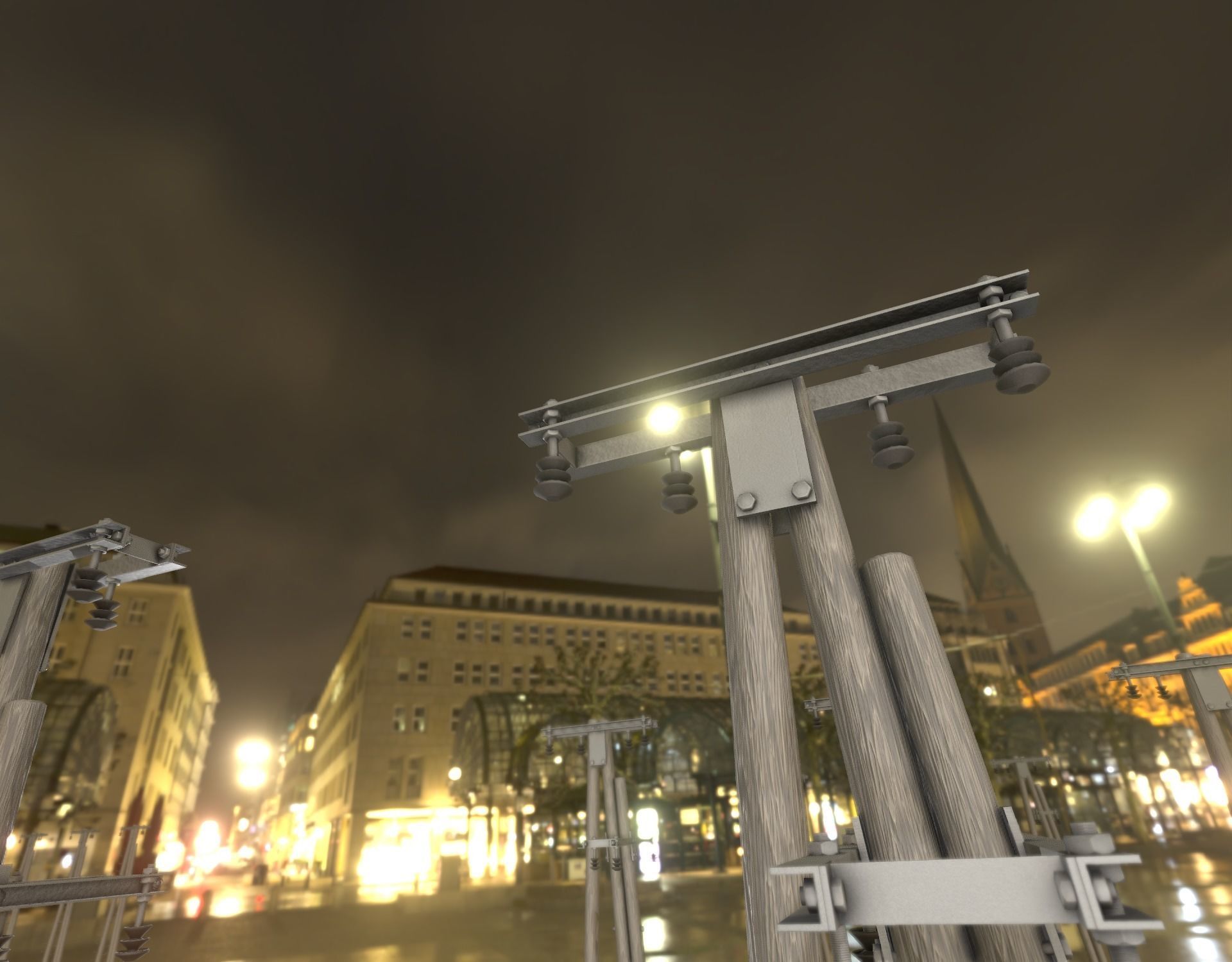 Wooden Electricity Pole without Ladder - Object 044 Low-poly 3D model_36