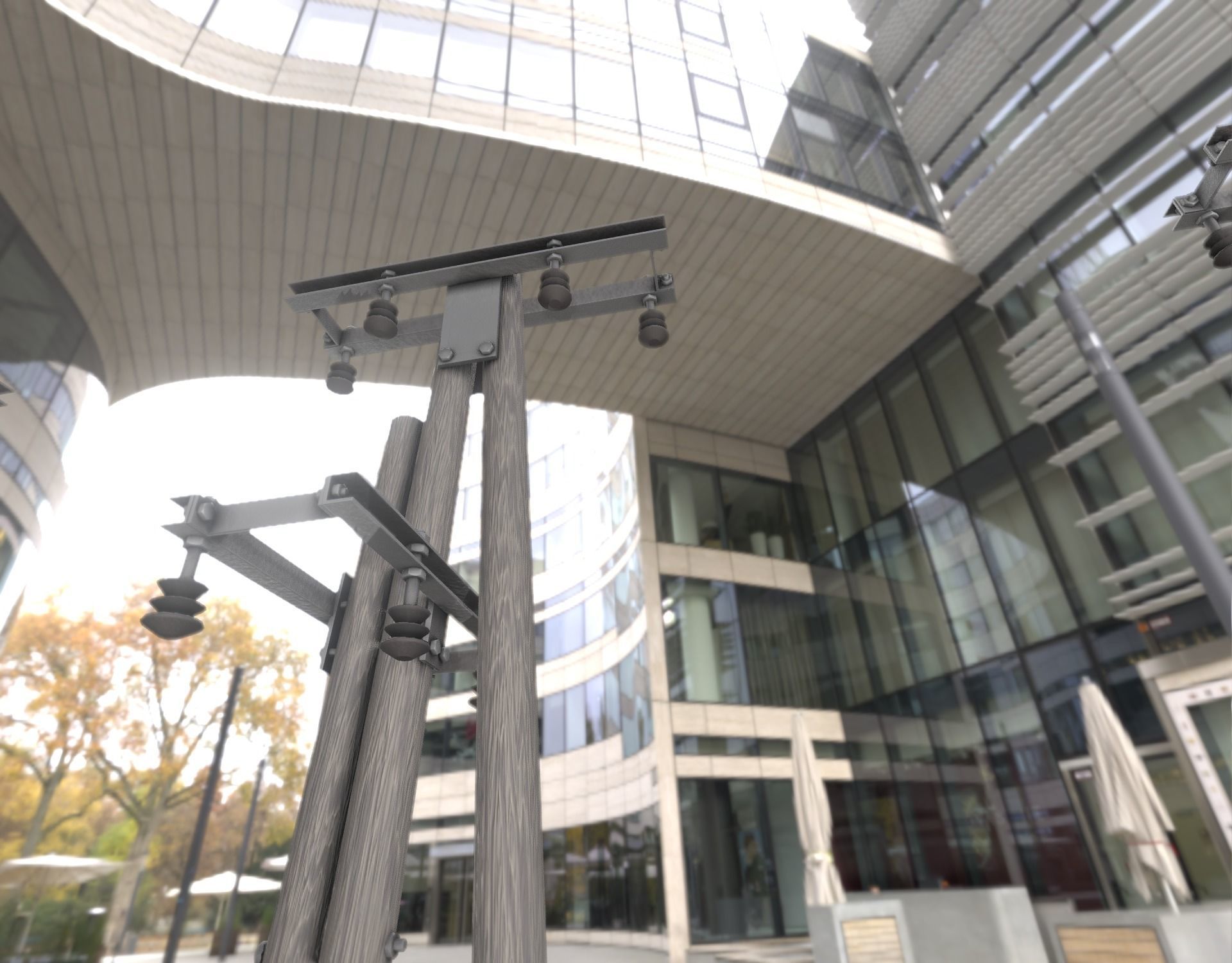 Wooden Electricity Pole without Ladder - Object 044 Low-poly 3D model_21